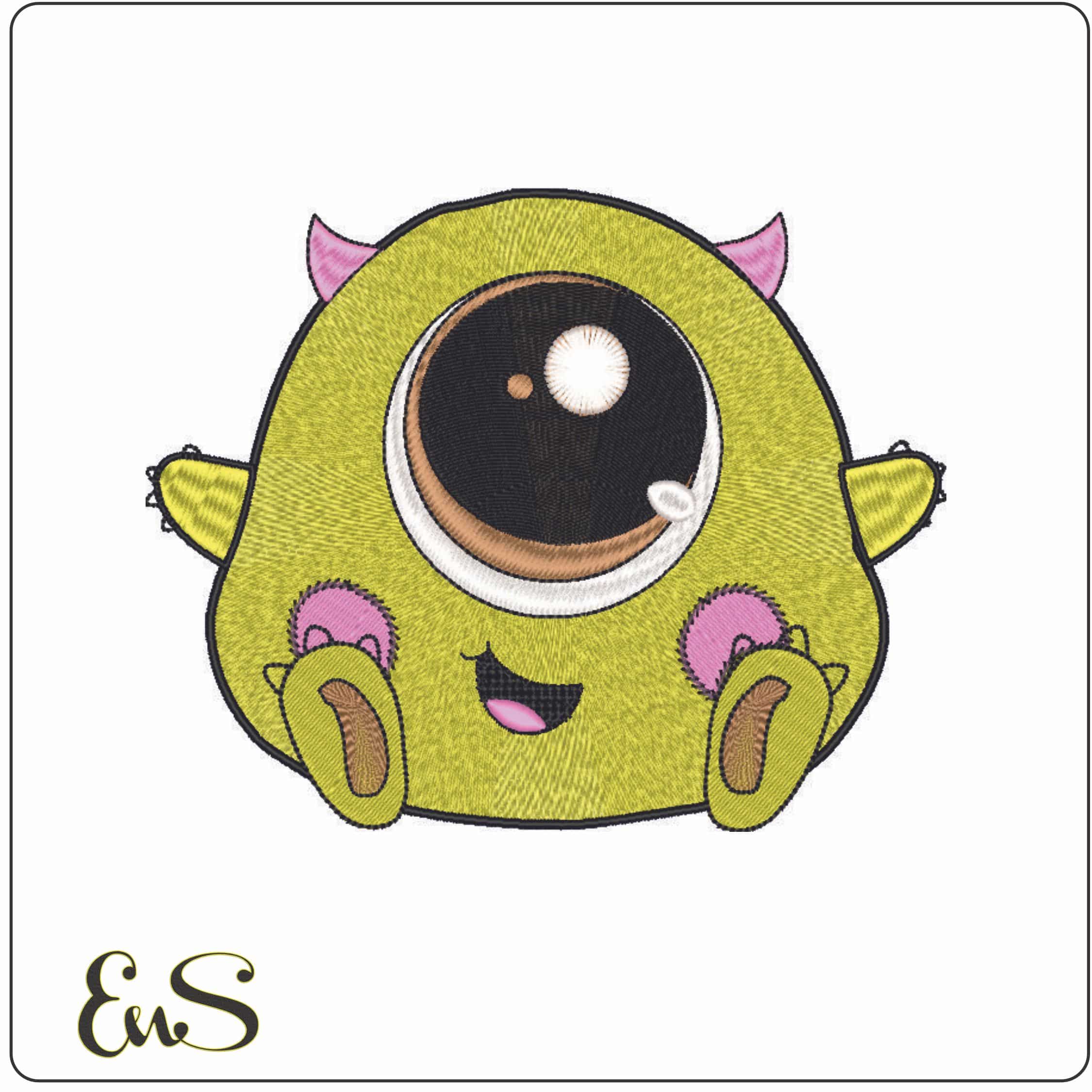 Baby Mike Wisoski - Monsters Inc-Elegant embroidery design file - instant download