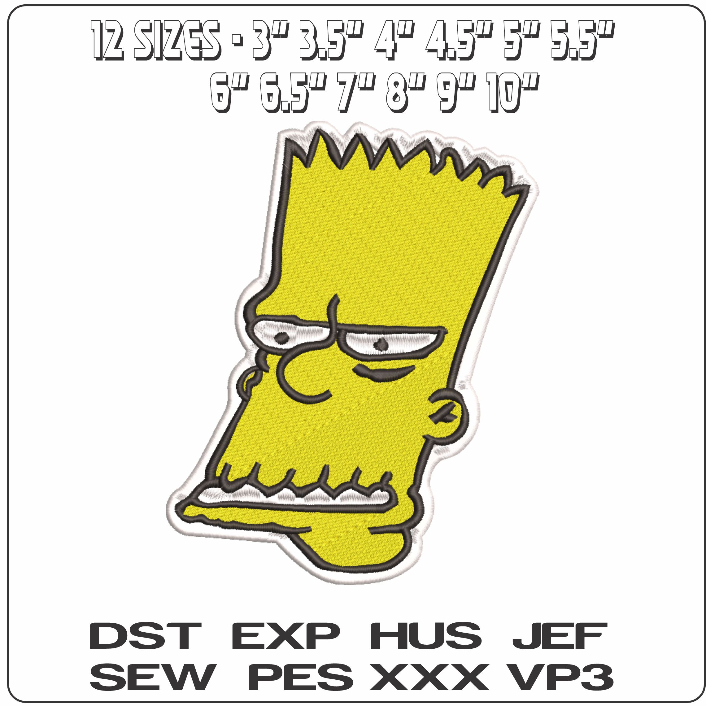 Bart Simpson Ugly Face-Elegant embroidery design file - instant download