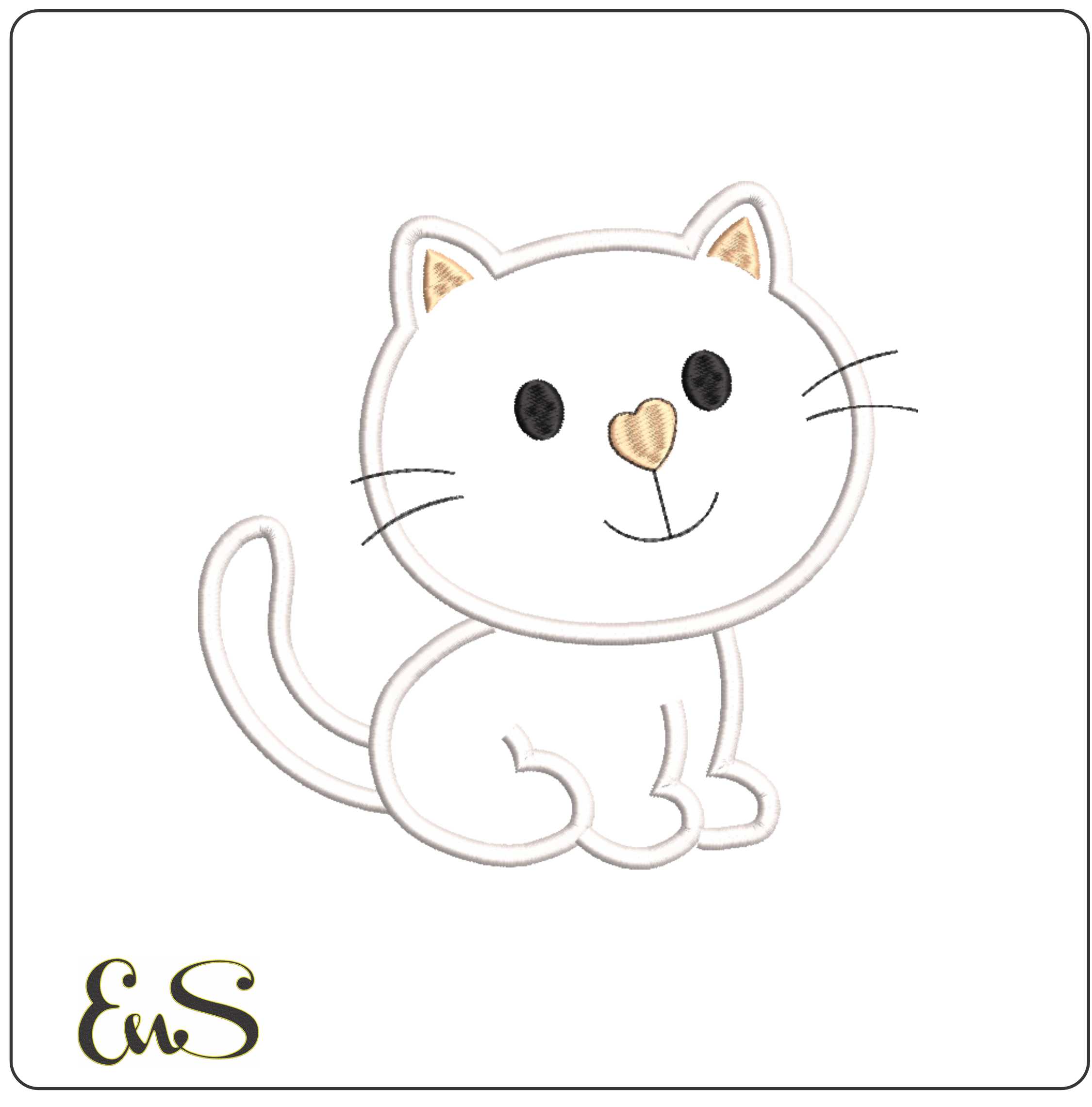 Basic Cat Applique-Elegant embroidery design file - instant download