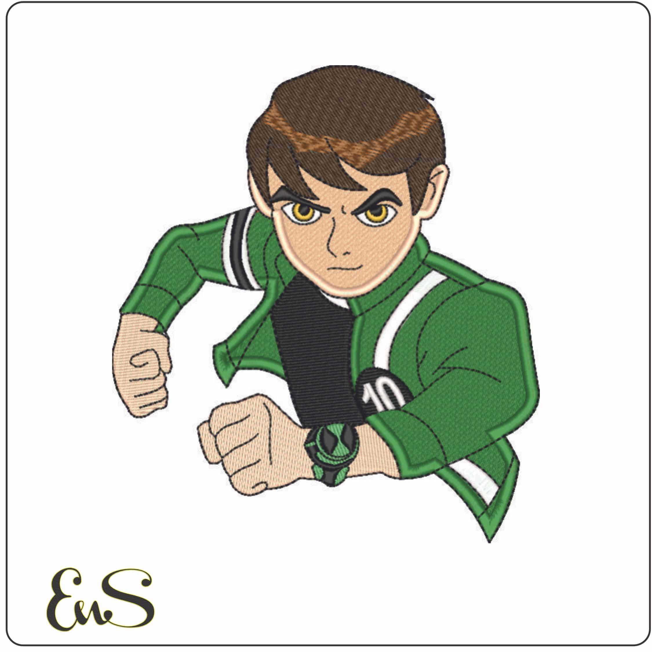 Ben Tennyson - Ben Ten-Elegant embroidery design file - instant download