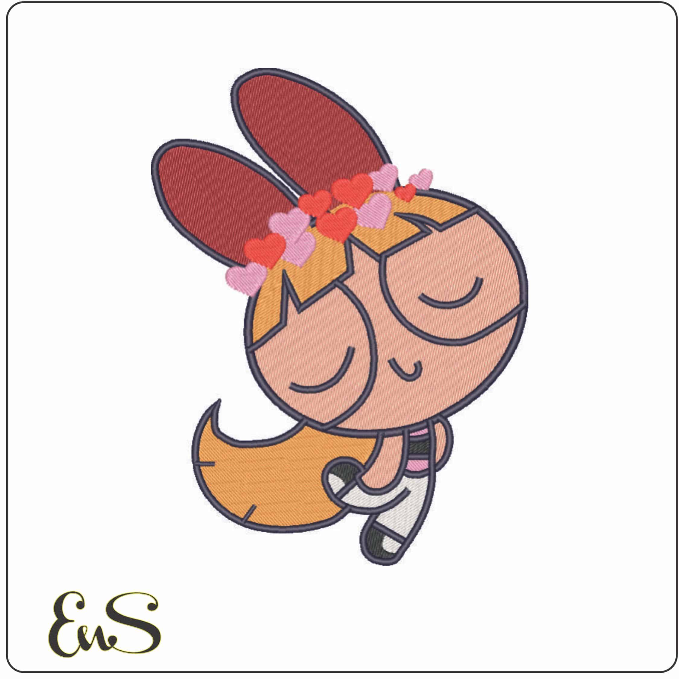 Blossom- Powerpuff Girls-Elegant embroidery design file - instant download