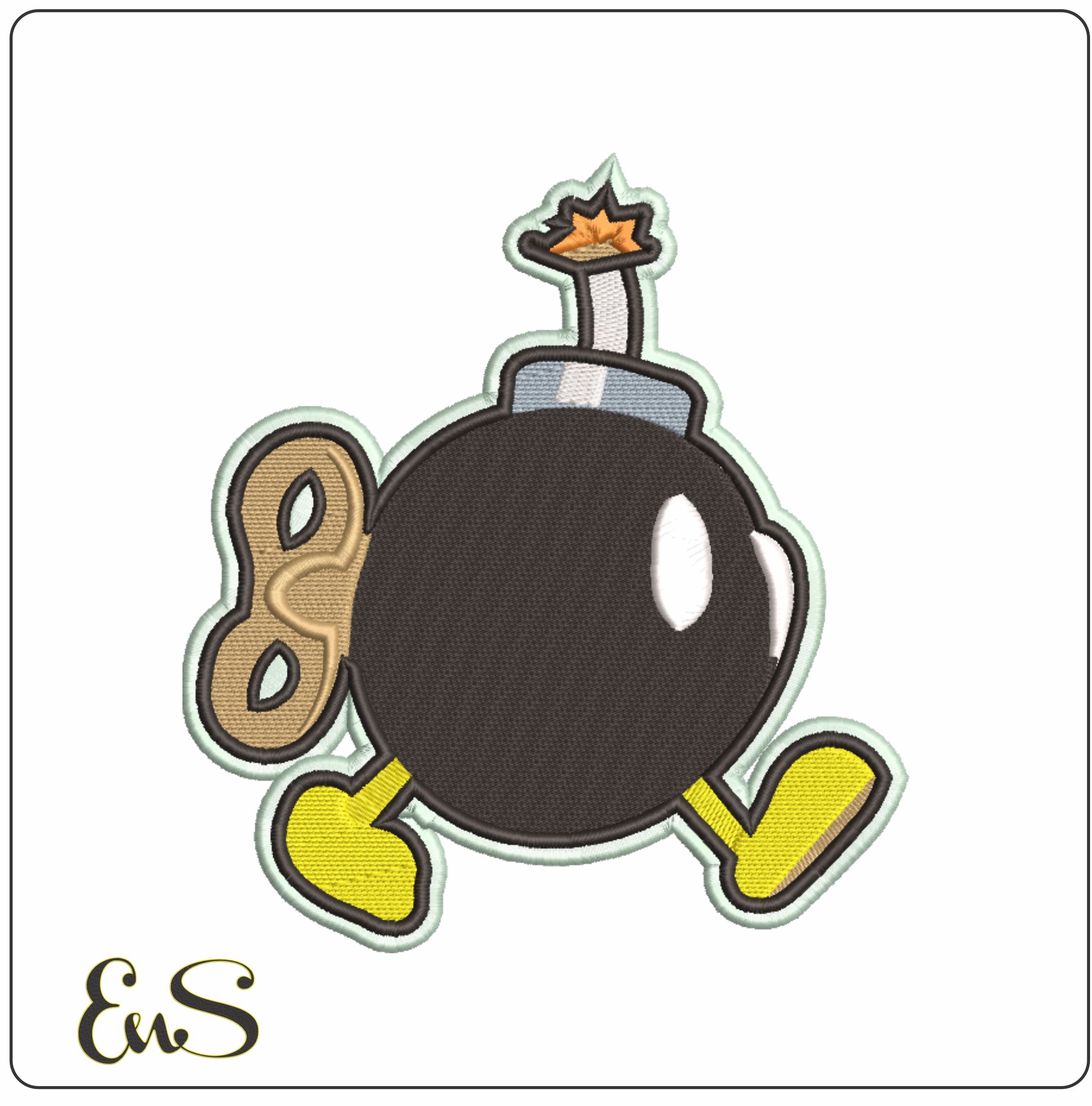Bob-omb - Super Mario Brothers-Elegant embroidery design file - instant download
