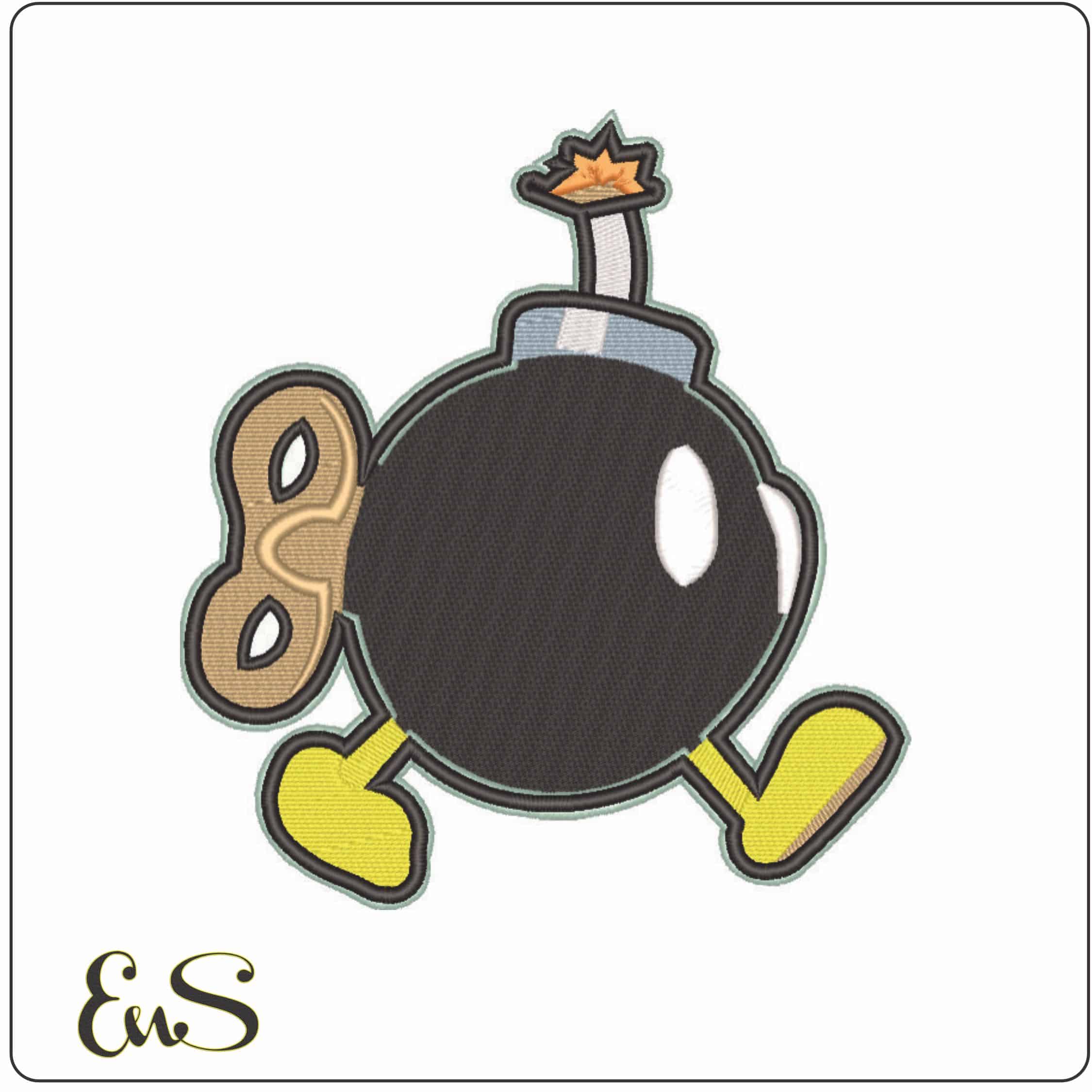 Bob-omb - Super Mario Brothers-Elegant embroidery design file - instant download
