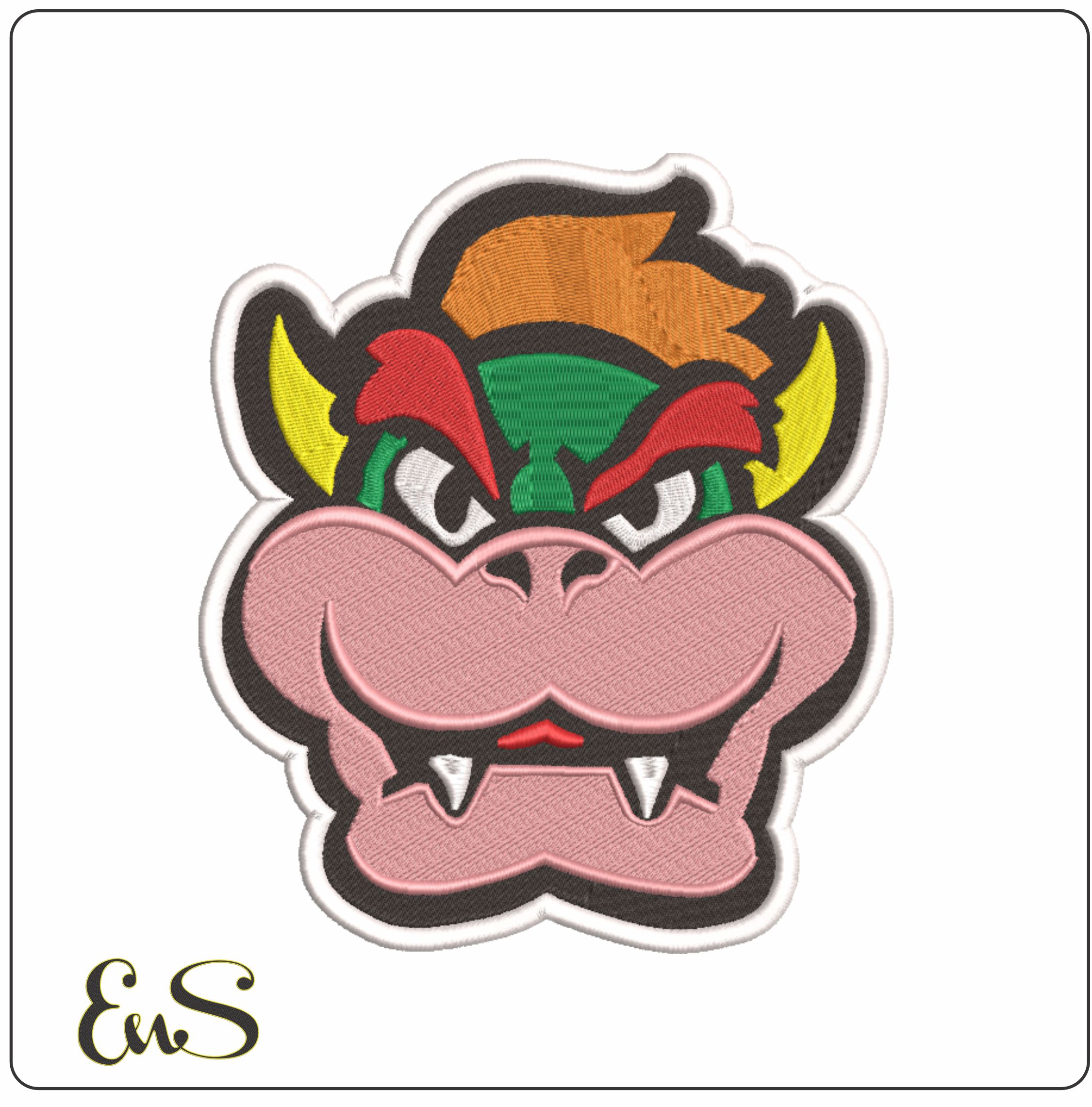 Bowser Face - Super Mario-Elegant embroidery design file - instant download