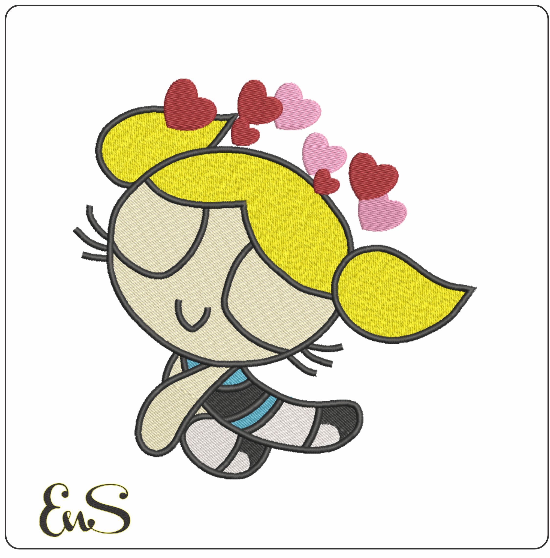 Bubbles-Powerpuff Girls-Elegant embroidery design file - instant download