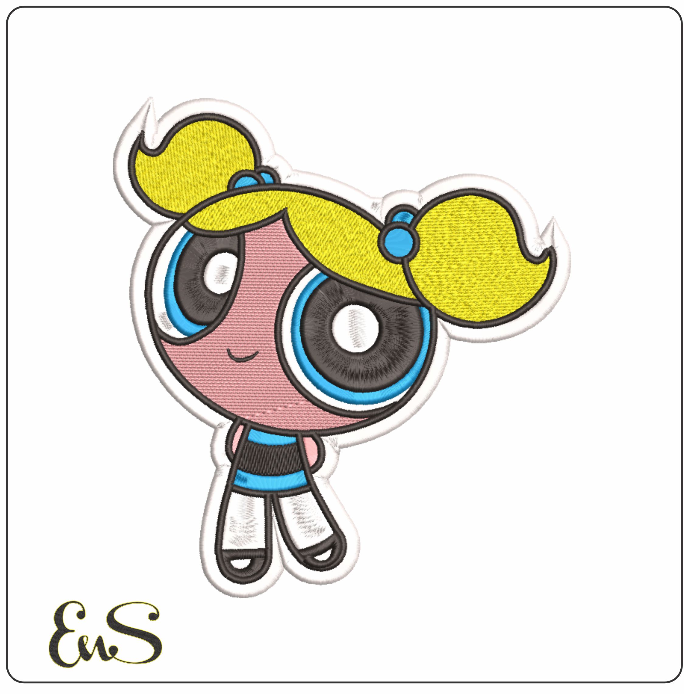 Bubbles Posing - Powerpuff Girls-Elegant embroidery design file - instant download