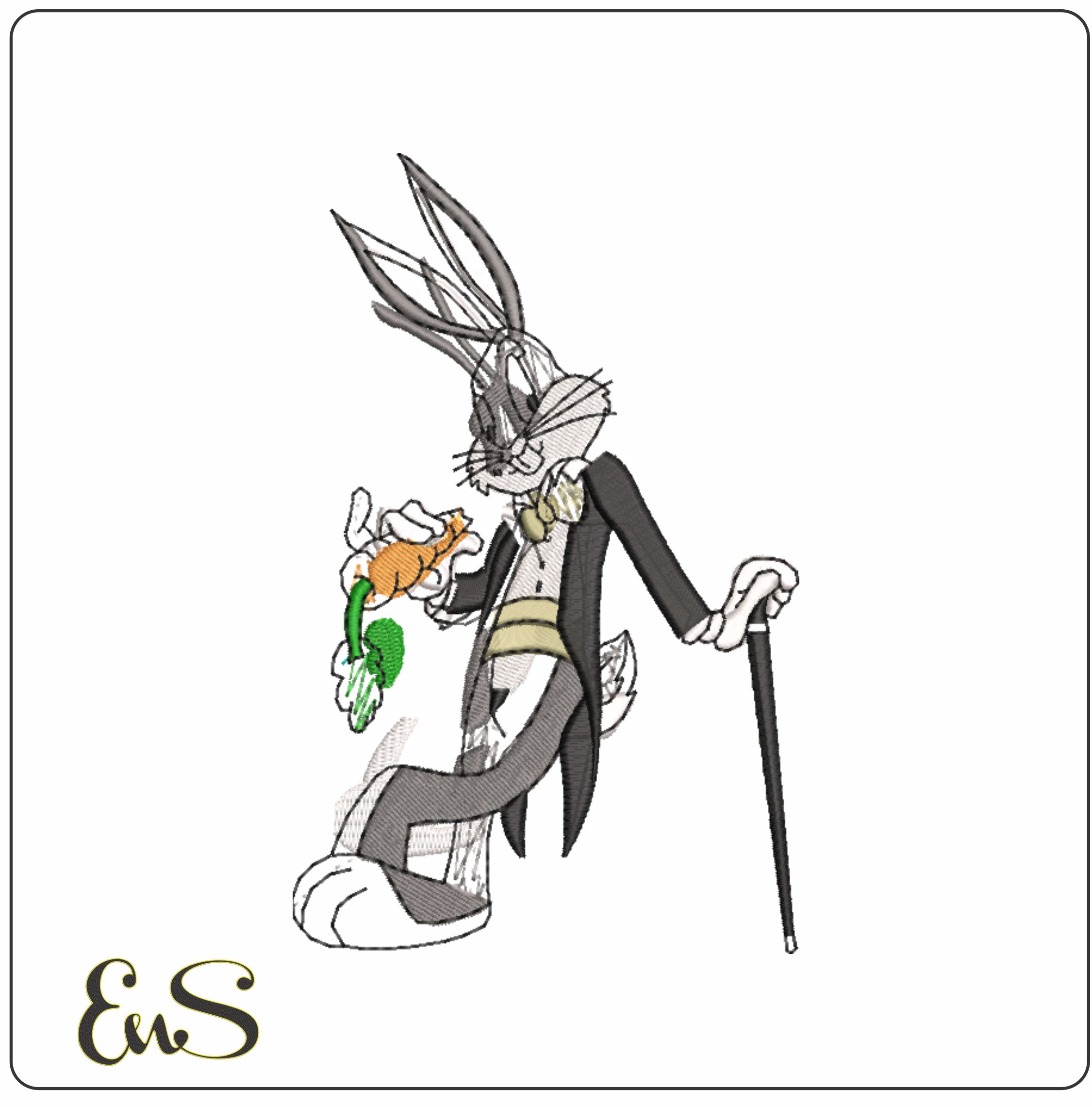Buggs Bunny In Tails with Carrot-Elegant embroidery design file - instant download