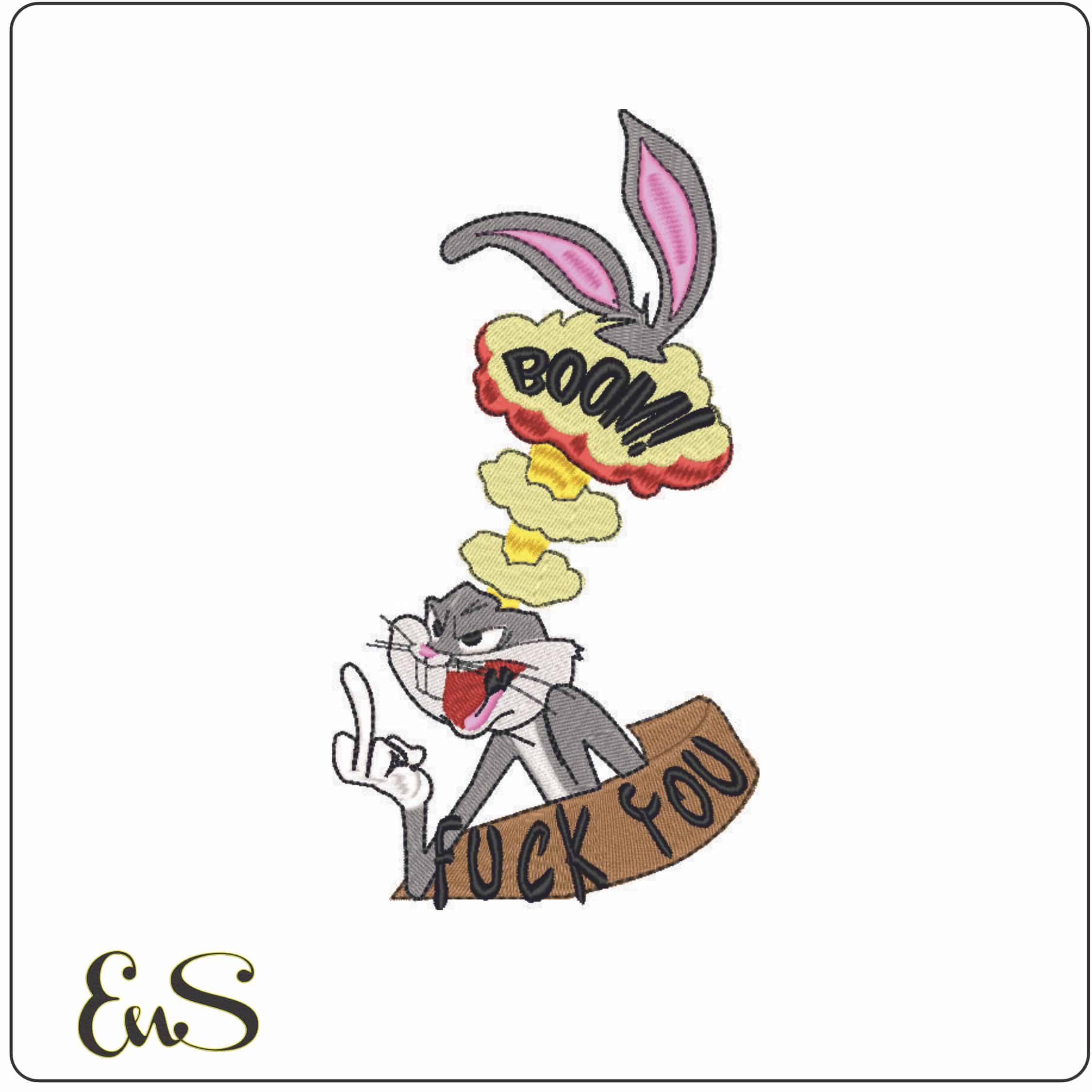 Buggs Head Explode FU - Looney Tunes-Elegant embroidery design file - instant download