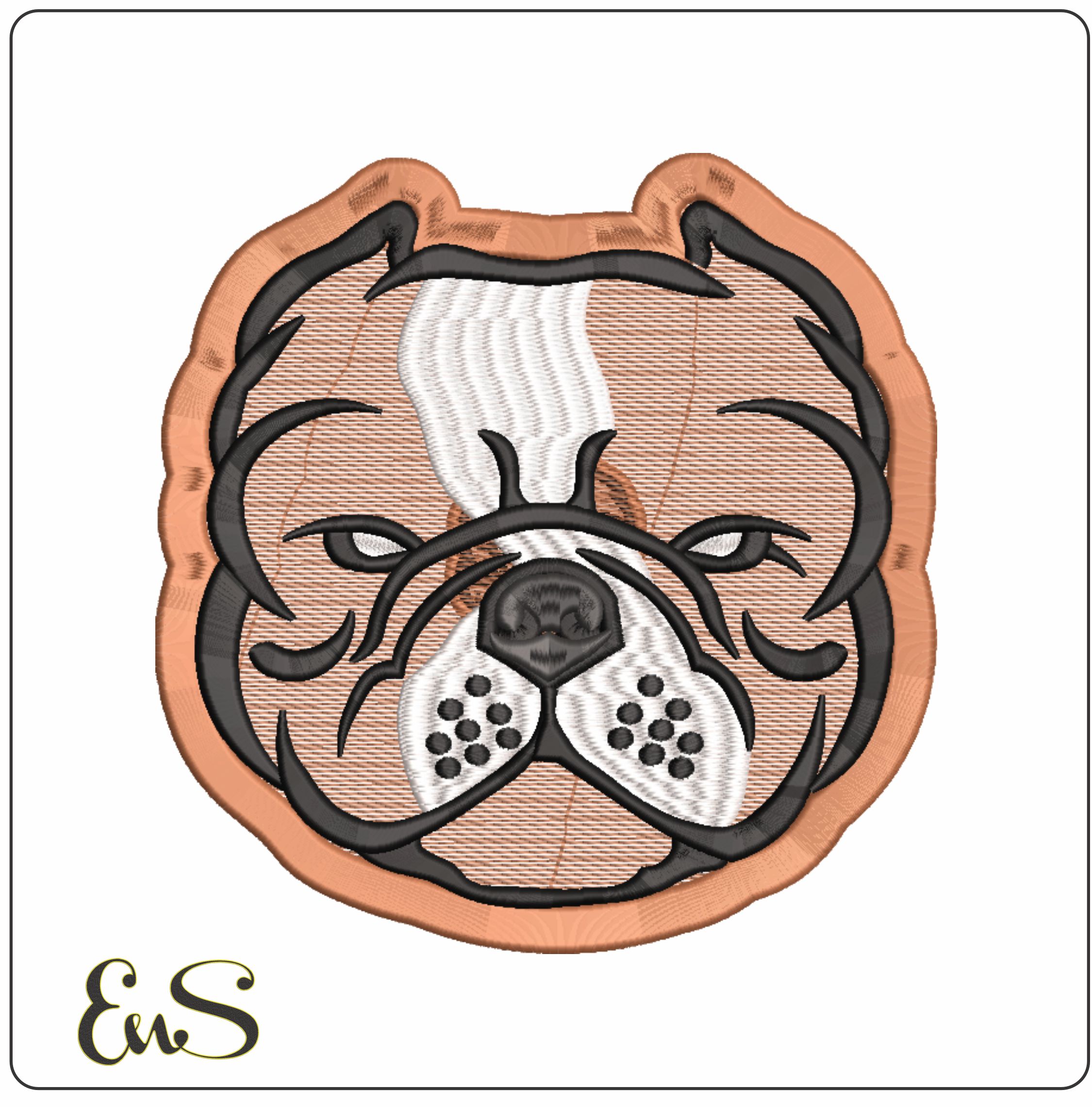 Bulldog Grumpy face-Elegant embroidery design file - instant download