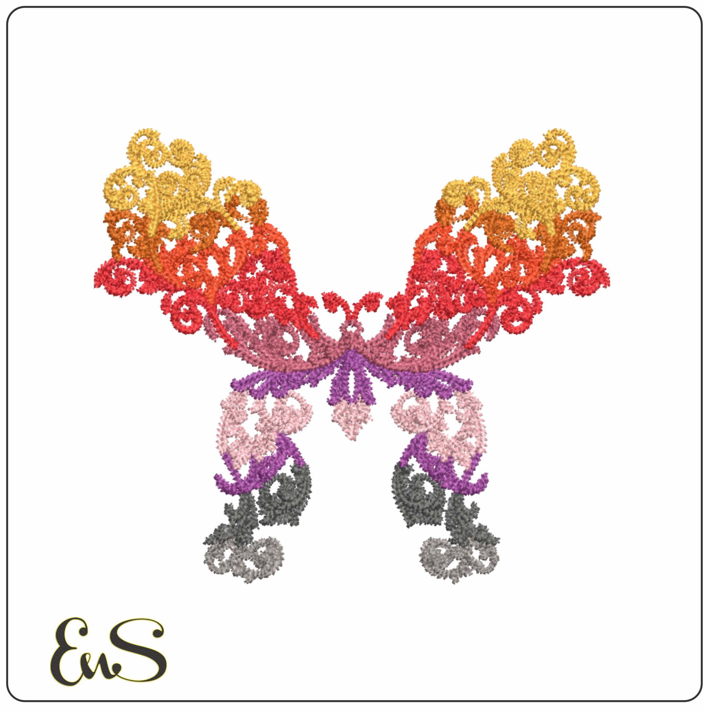 Butterfly artful-Elegant embroidery design file - instant download