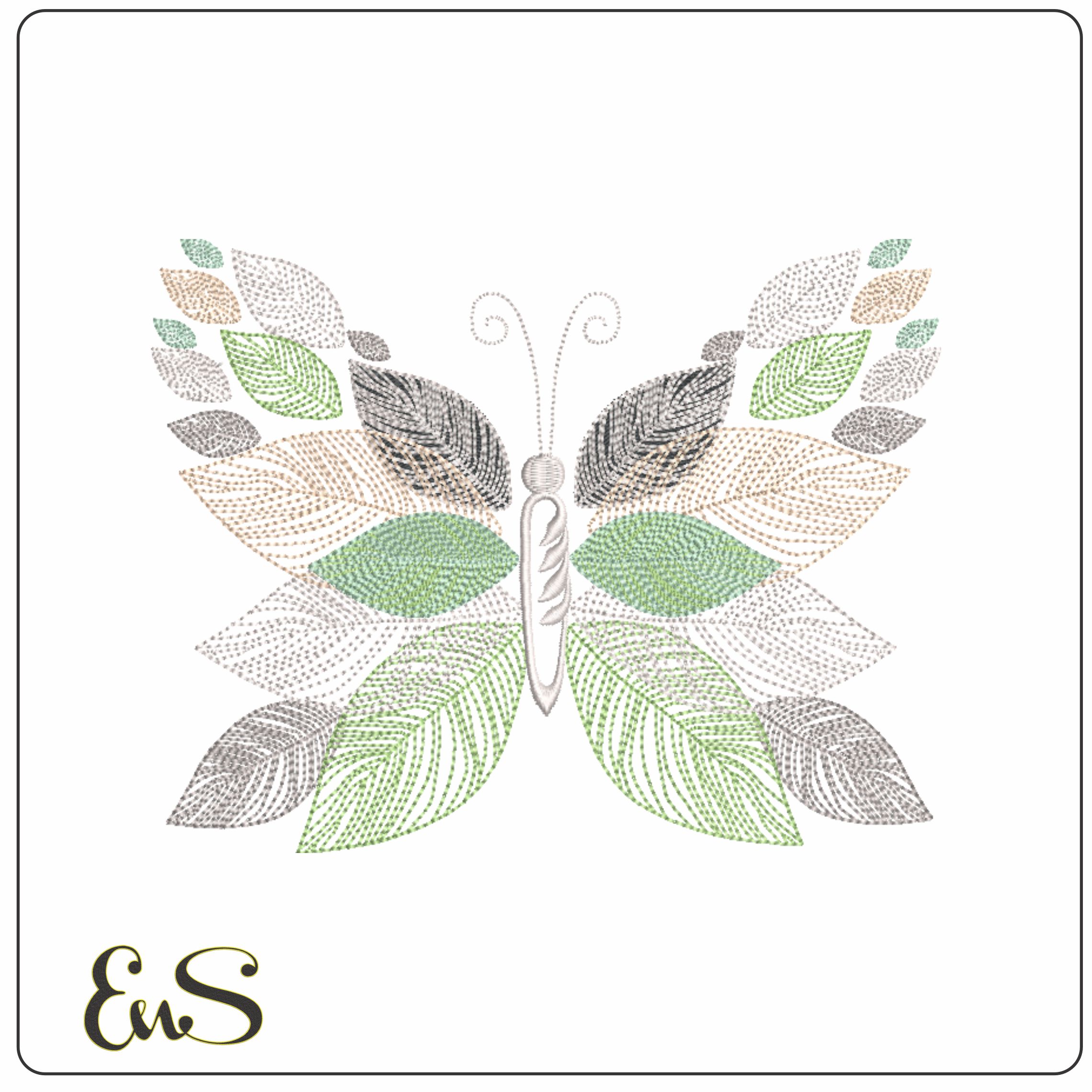 Butterfly leaves-Elegant embroidery design file - instant download