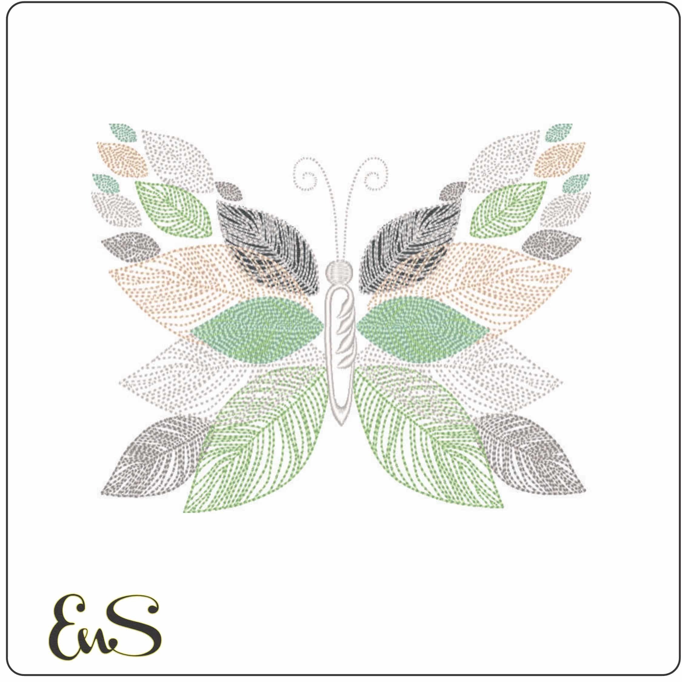 Butterfly leaves-Elegant embroidery design file - instant download