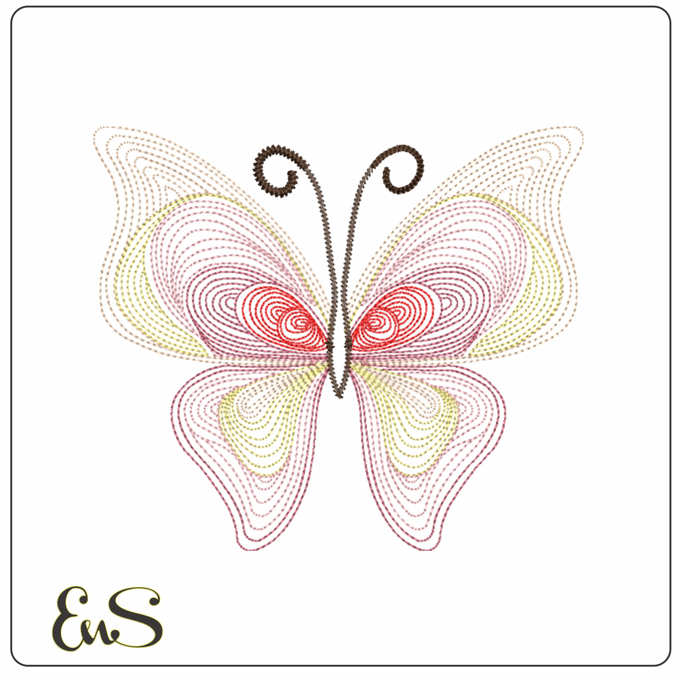 Butterfly lines-Elegant embroidery design file - instant download