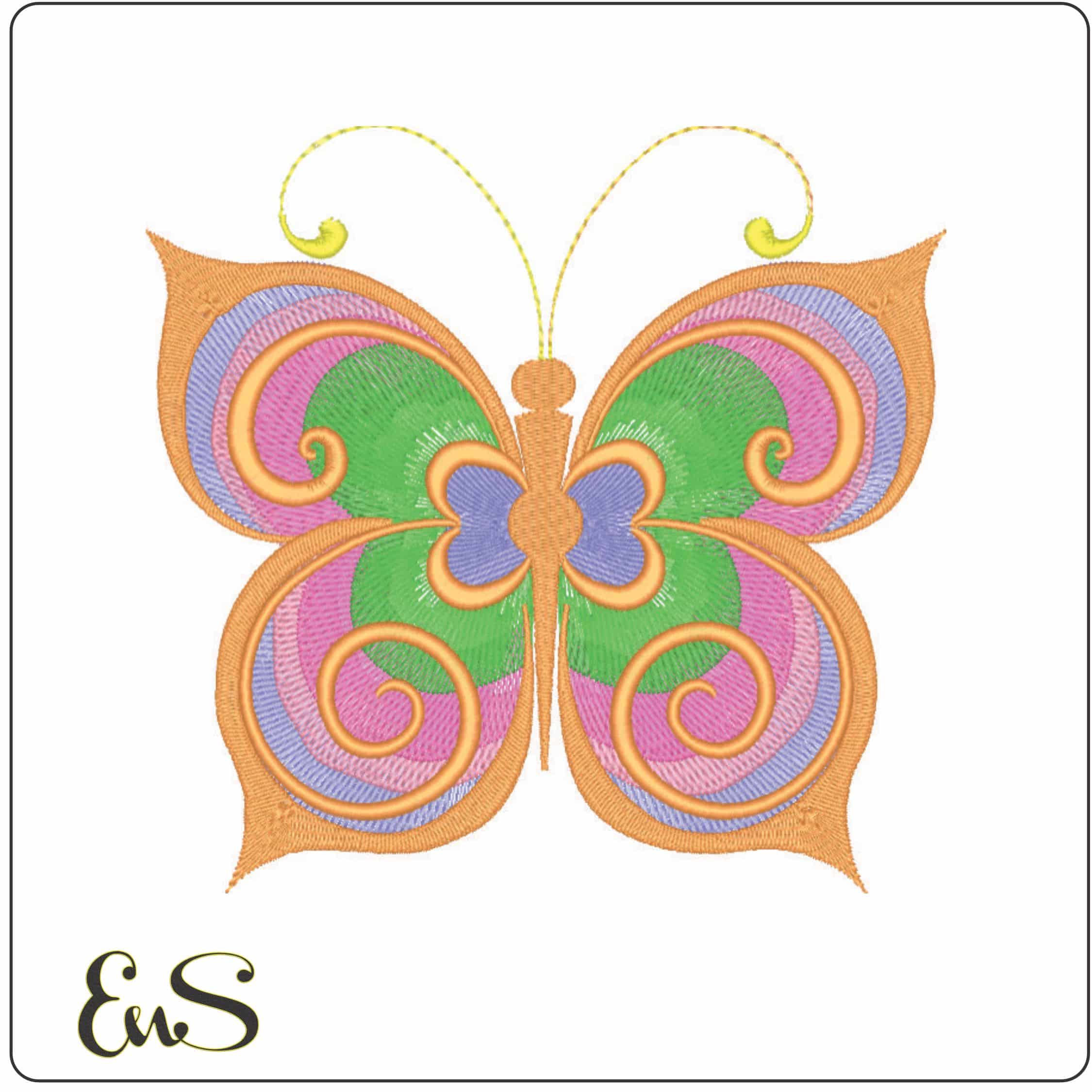 Butterfly Colorful-Elegant embroidery design file - instant download