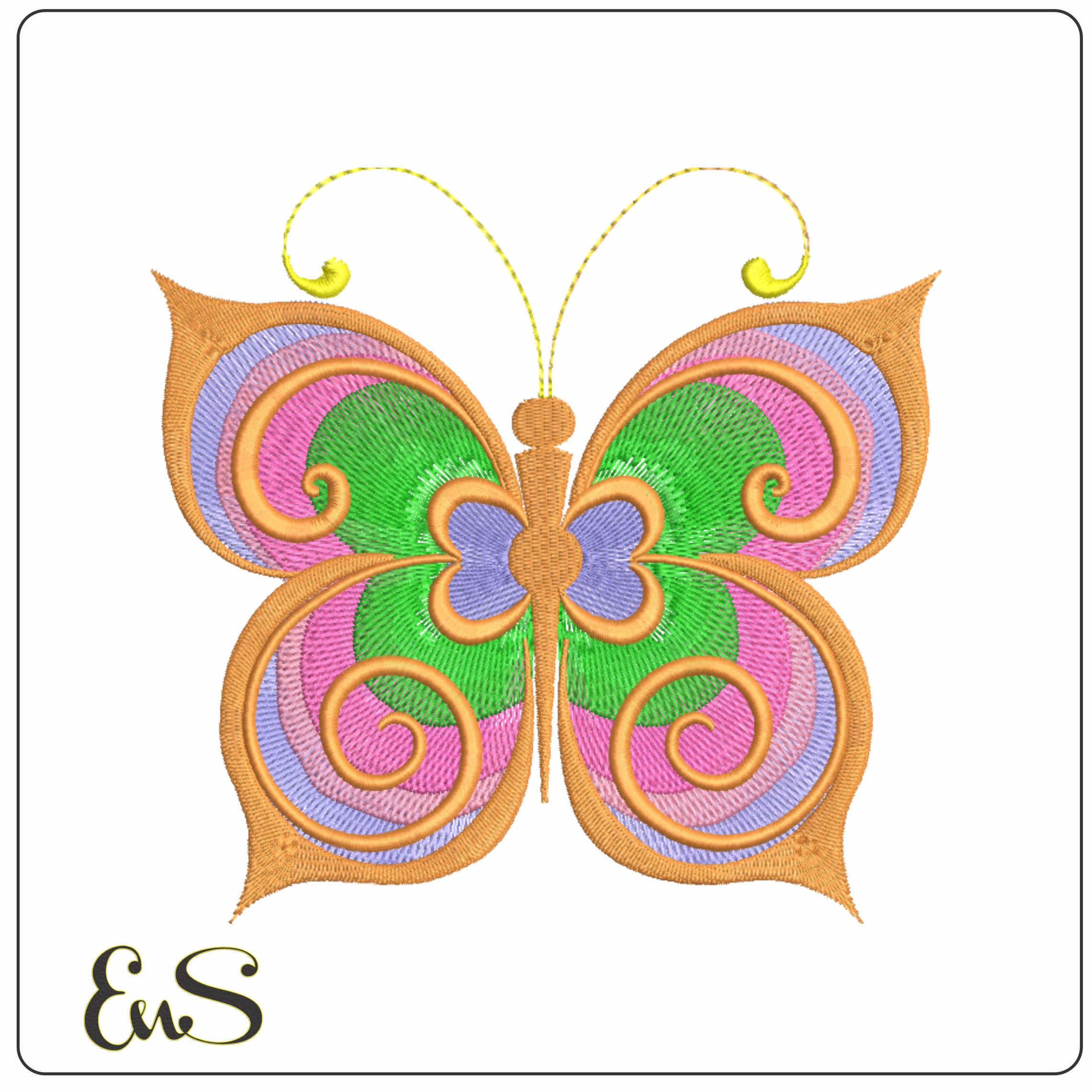 Butterfly Colorful-Elegant embroidery design file - instant download