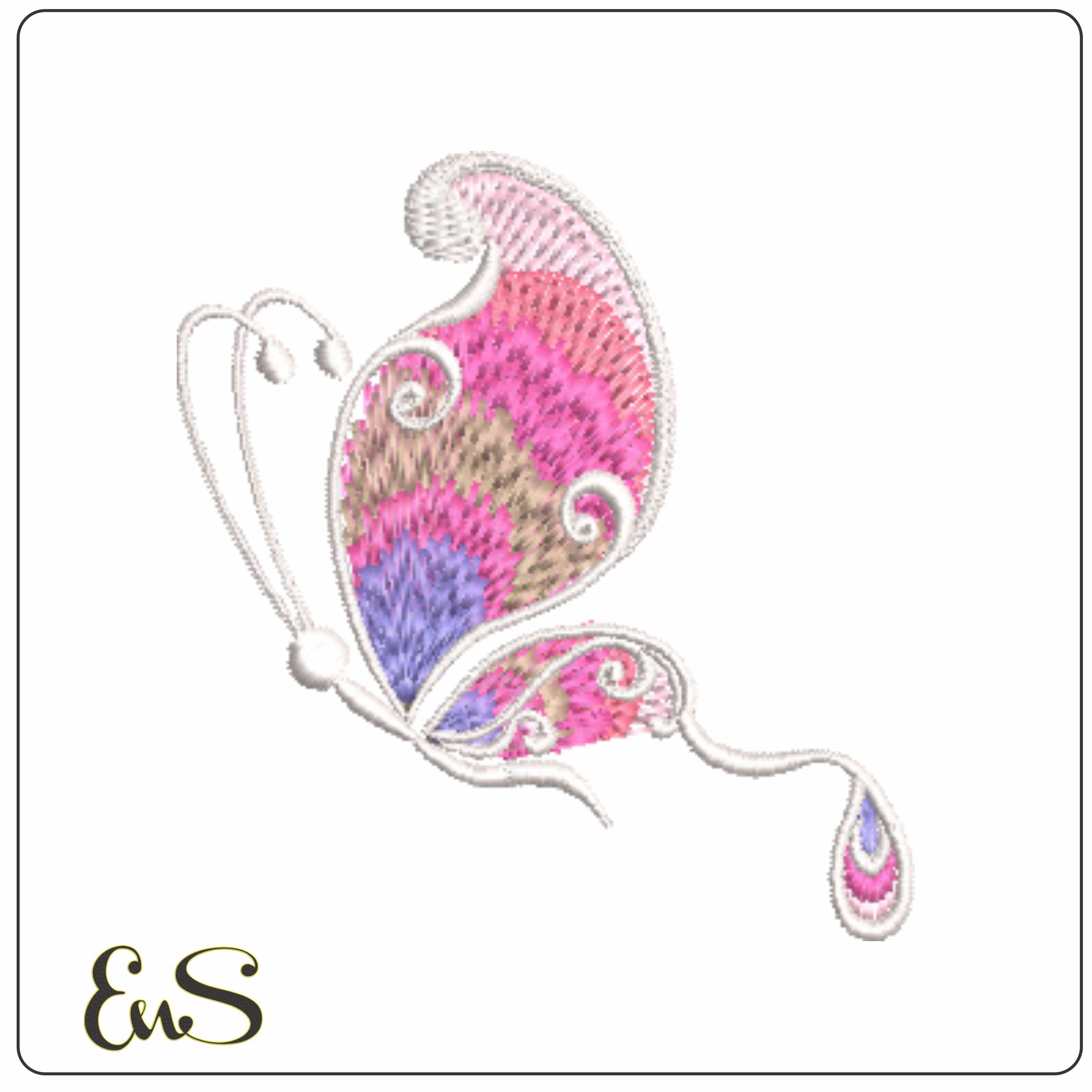 Butterfly Colorful side-Elegant embroidery design file - instant download