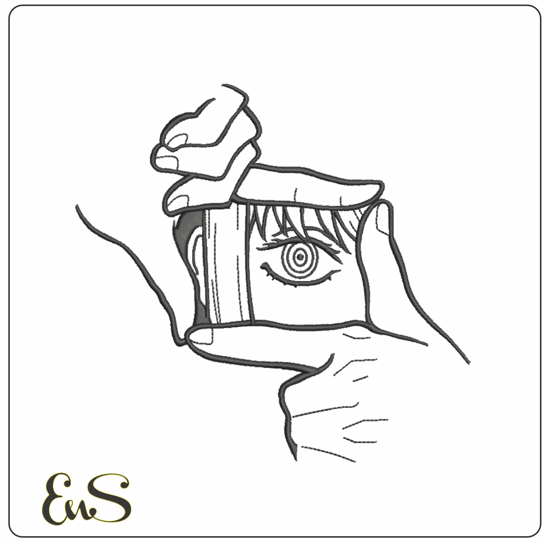 Chainsaw man eye through fingers - Amine-Elegant embroidery design file - instant download