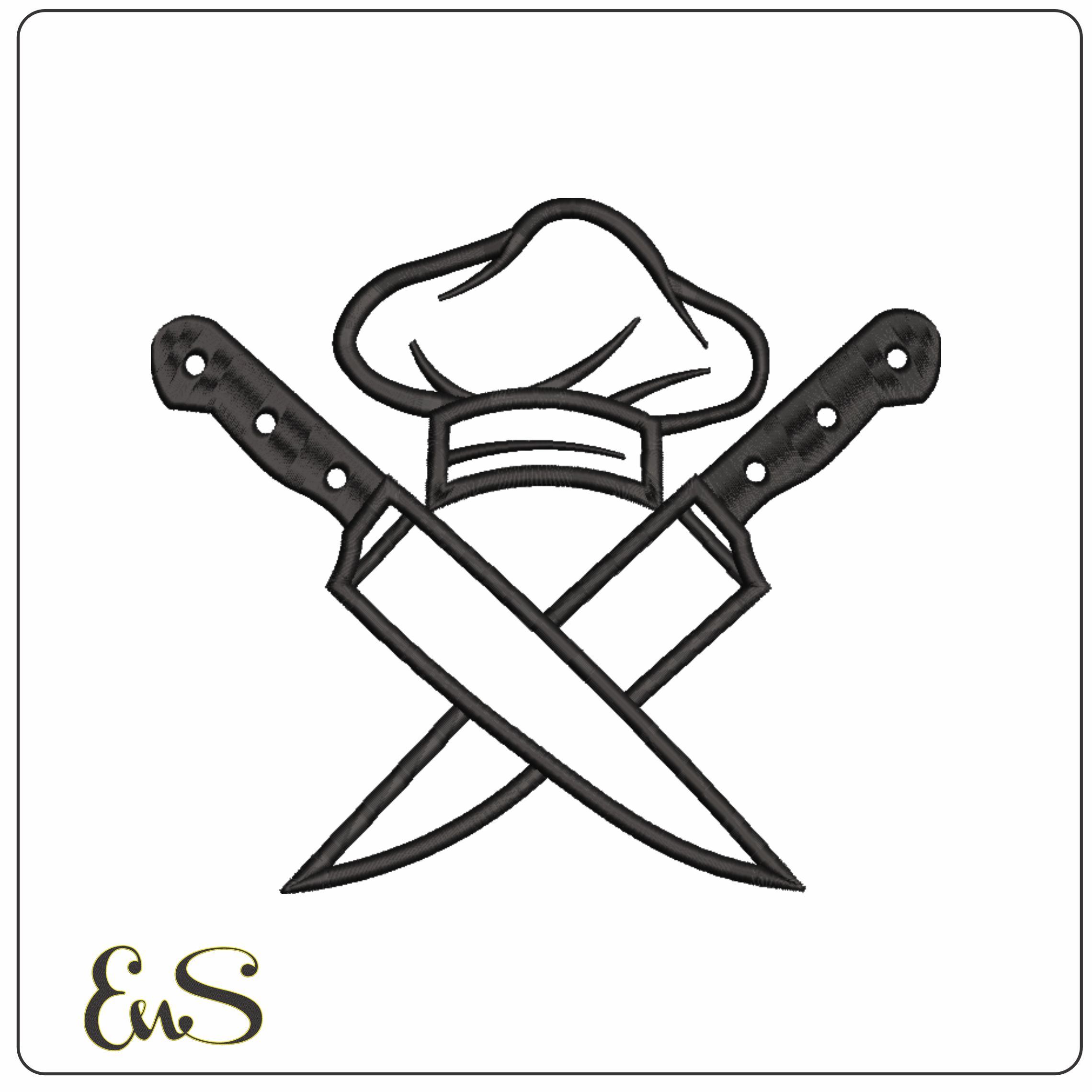 Chefs hat with Knives-Elegant embroidery design file - instant download