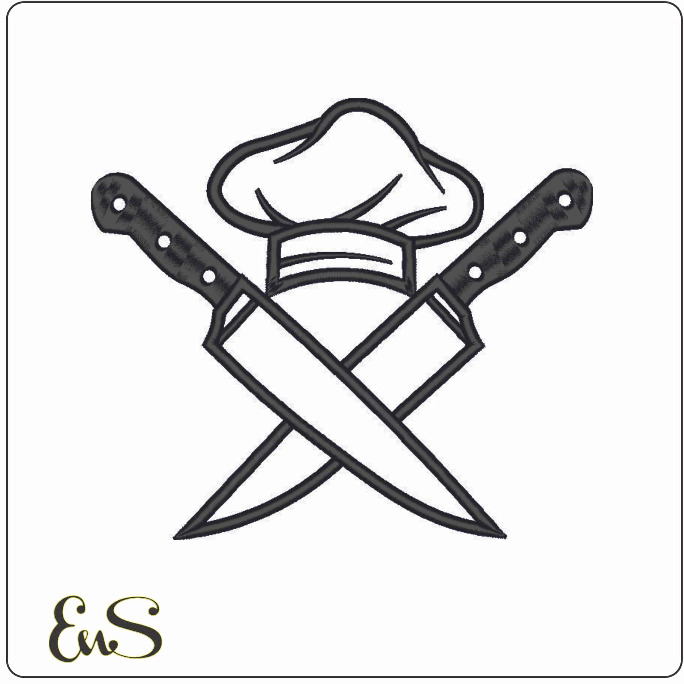 Chefs hat with Knives-Elegant embroidery design file - instant download