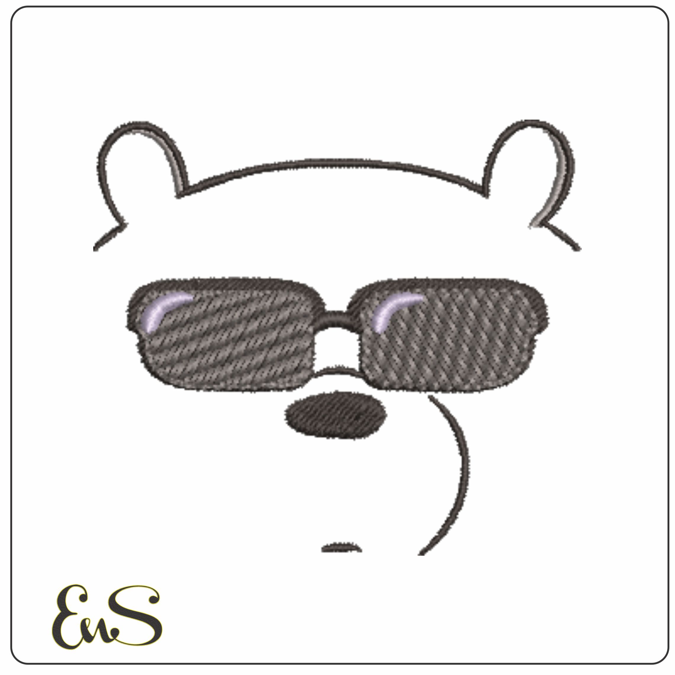 Cool Bear head-Elegant embroidery design file - instant download