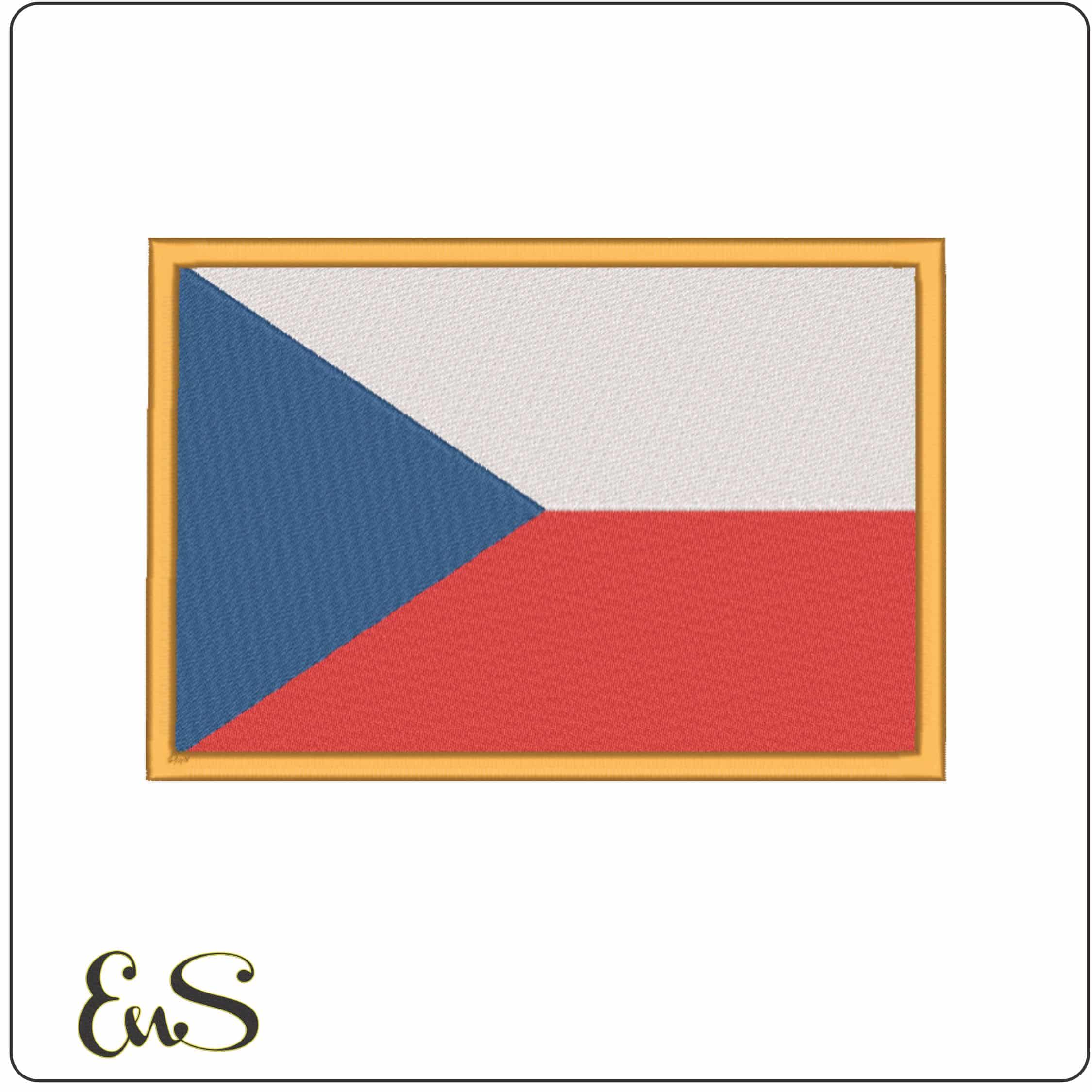 Czech Republic Flag with Border-Elegant embroidery design file - instant download