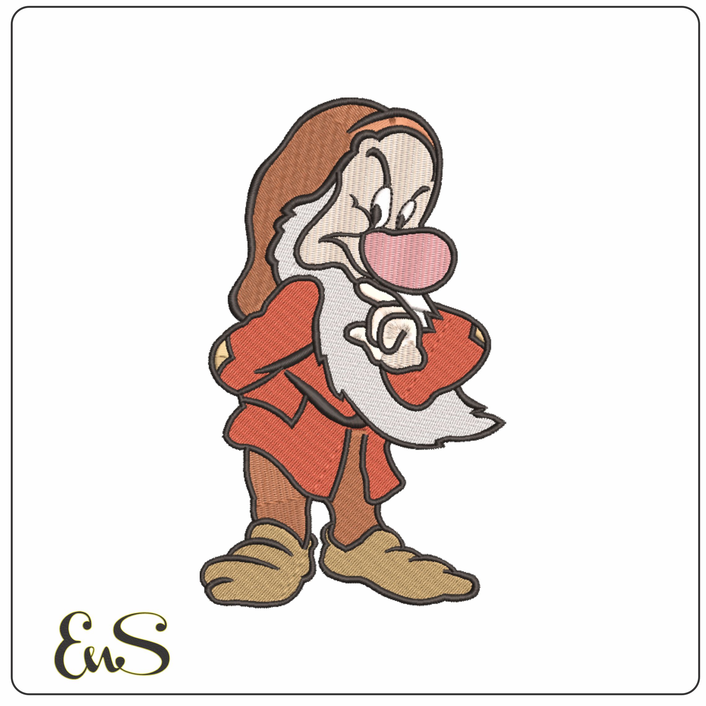 Dwarf Grumpy Snow White - Disney-Elegant embroidery design file - instant download