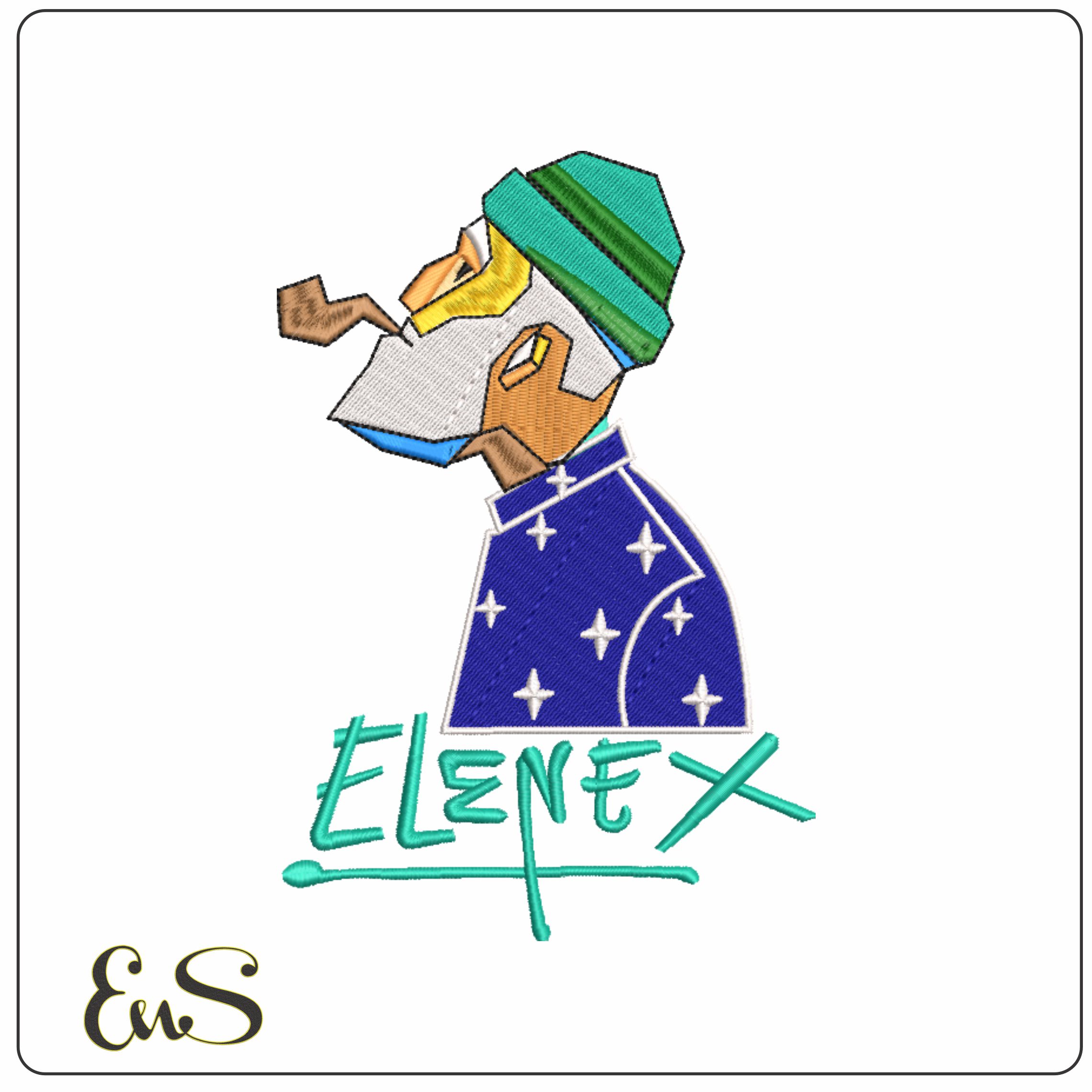 Elenex old man with Pipe-Elegant embroidery design file - instant download
