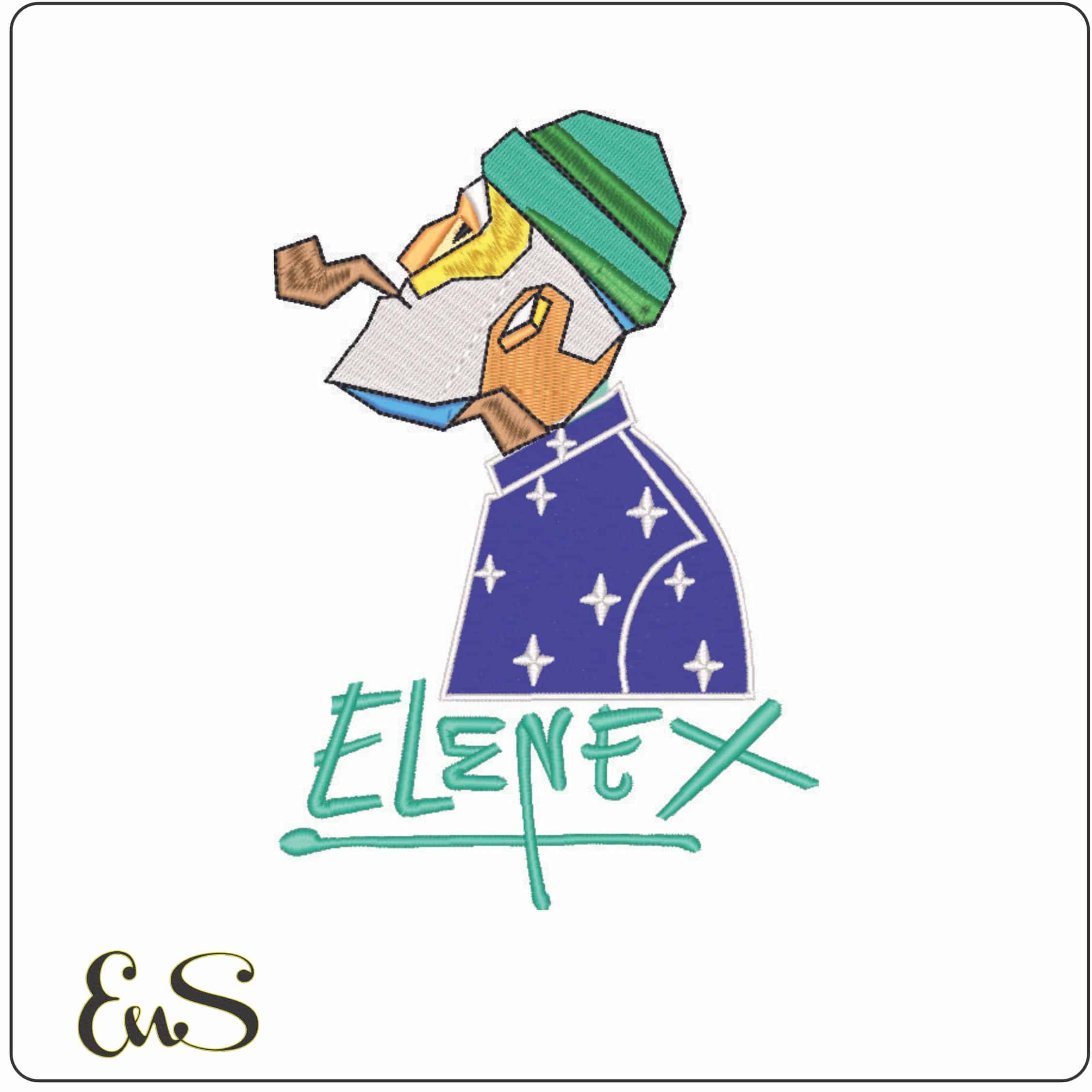 Elenex old man with Pipe-Elegant embroidery design file - instant download
