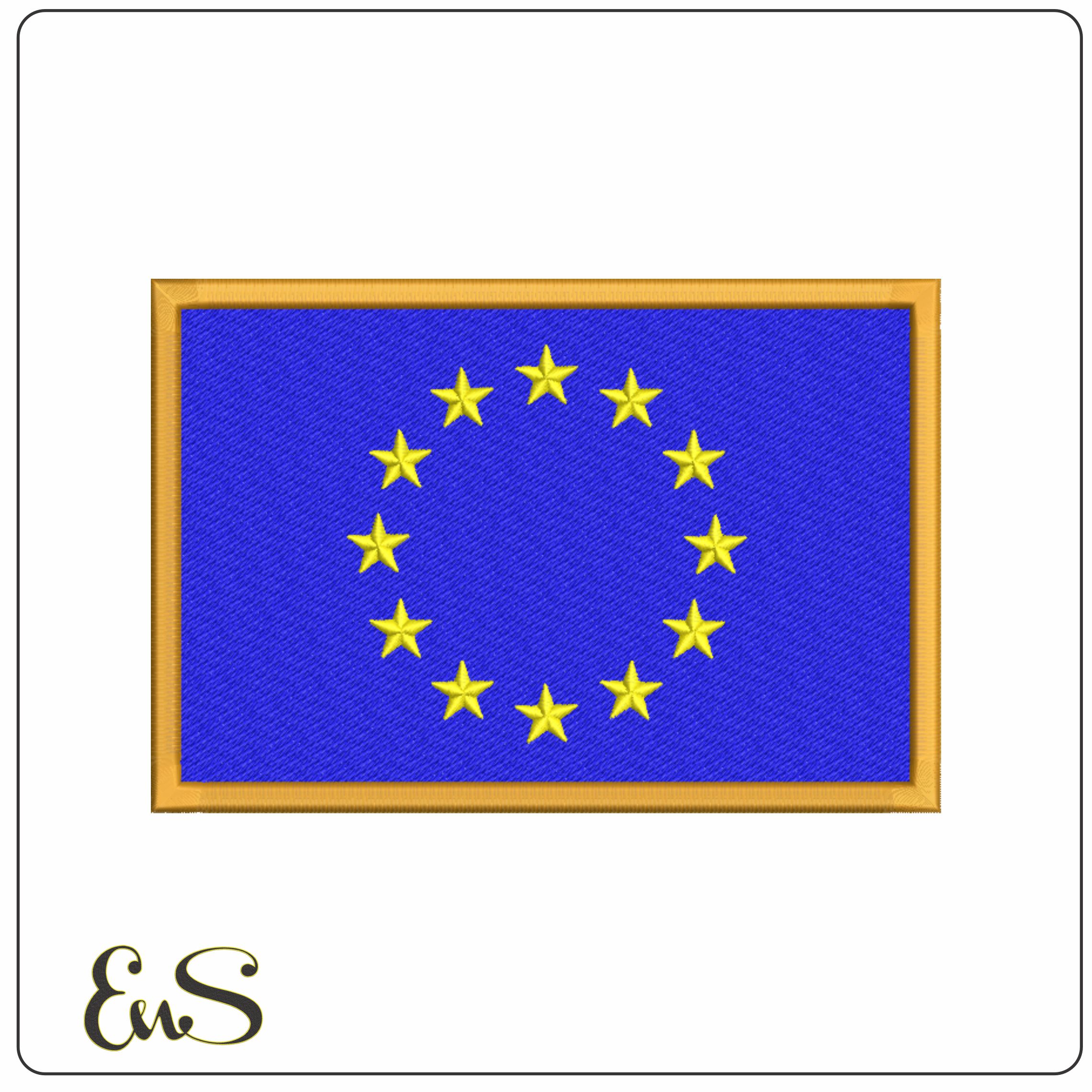 European Union Flag with Border-Elegant embroidery design file - instant download