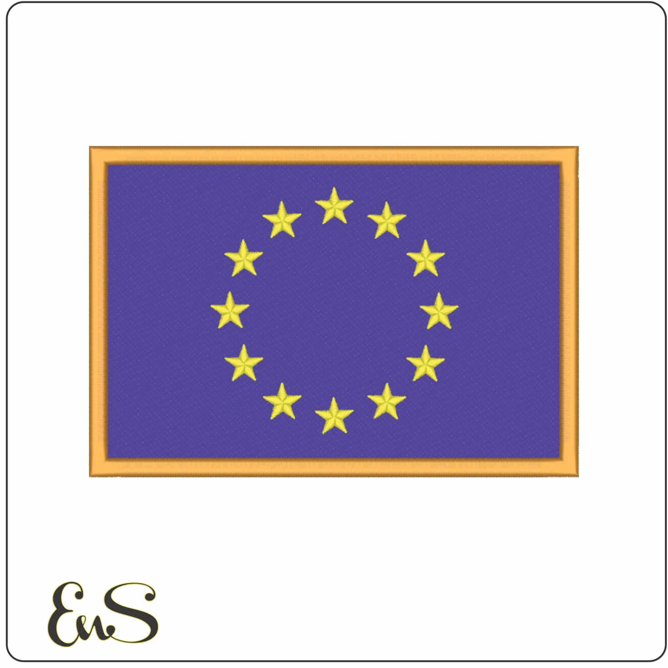 European Union Flag with Border-Elegant embroidery design file - instant download