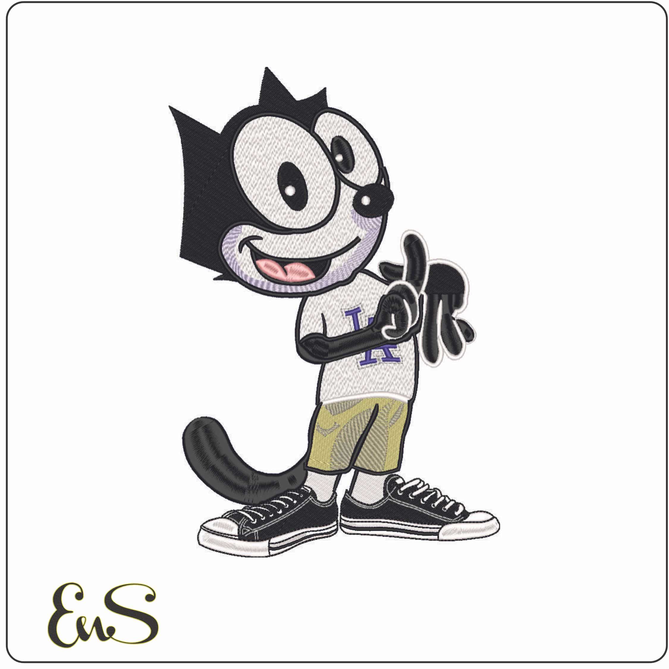 Felix the Cat LA-Elegant embroidery design file - instant download