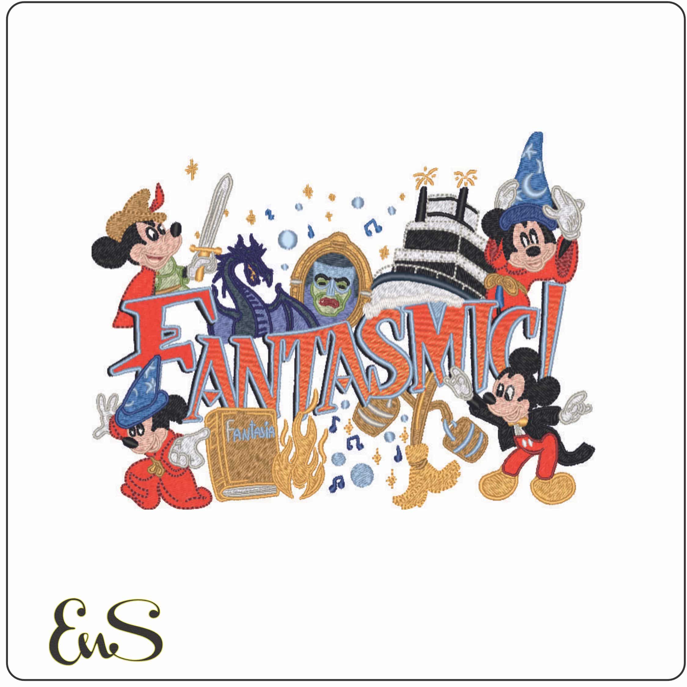 Fantasmic Mickey Mouse-Elegant embroidery design file - instant download