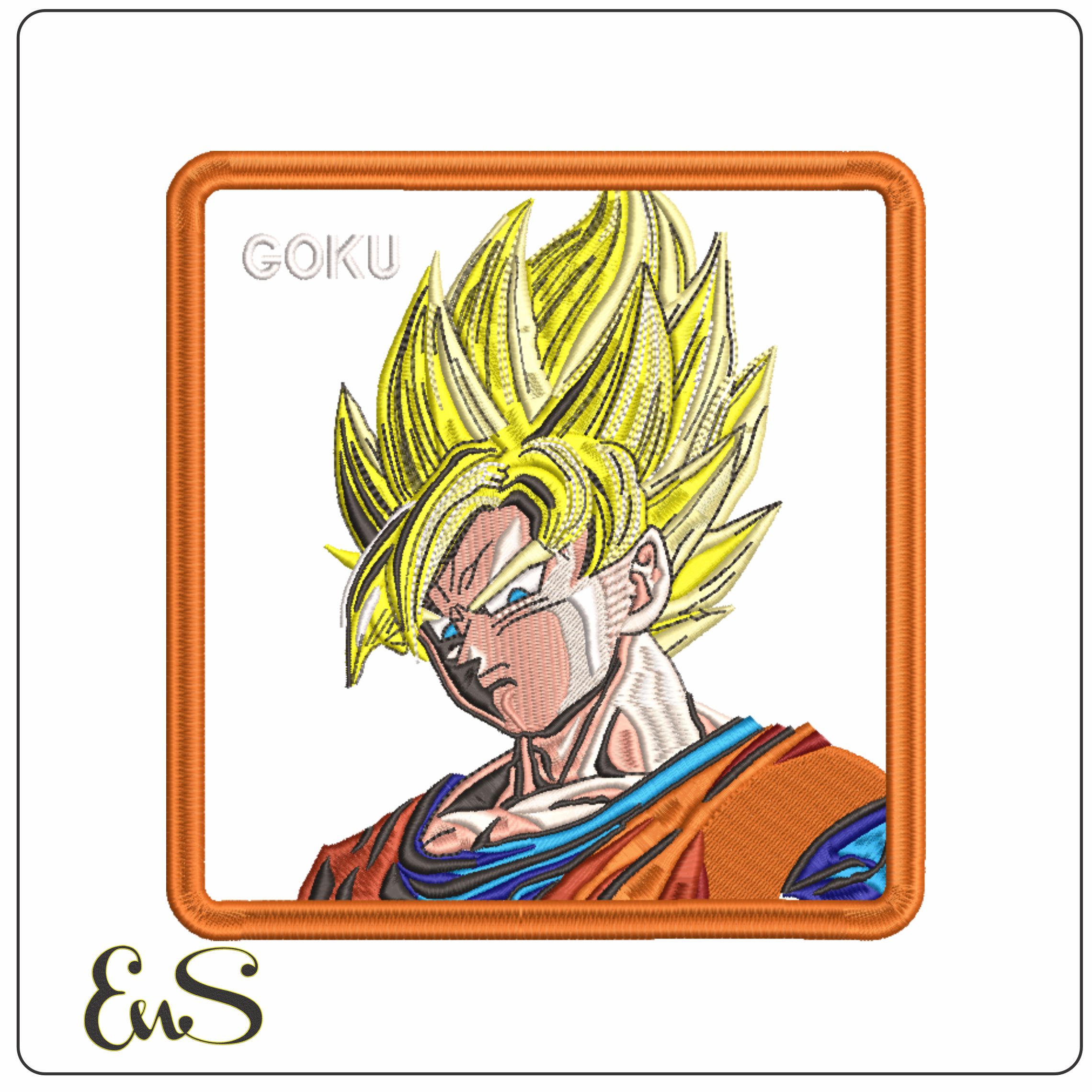 Goku Scouling head in Frame - Anime-Elegant embroidery design file - instant download