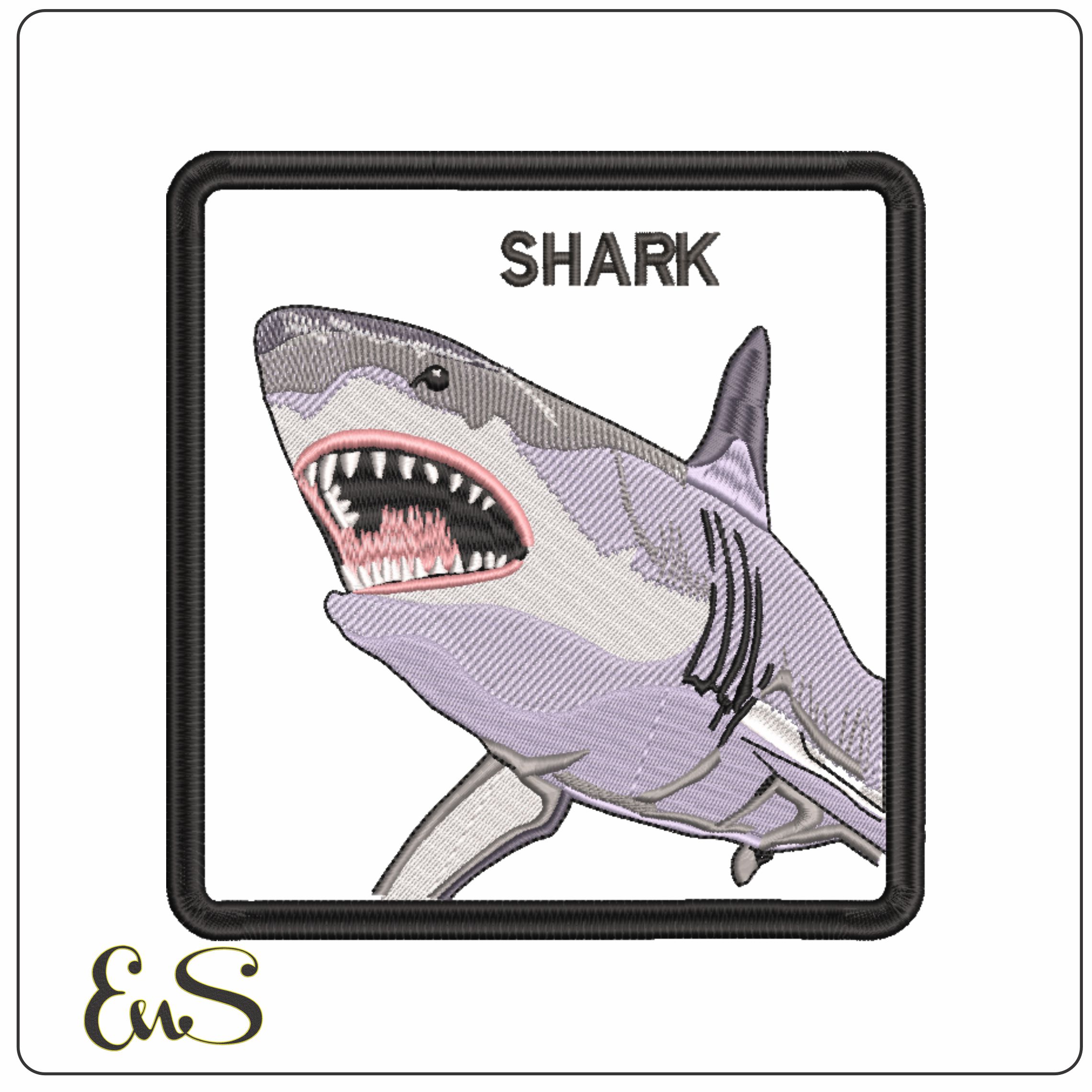 Great White Shark in a Frame-Elegant embroidery design file - instant download
