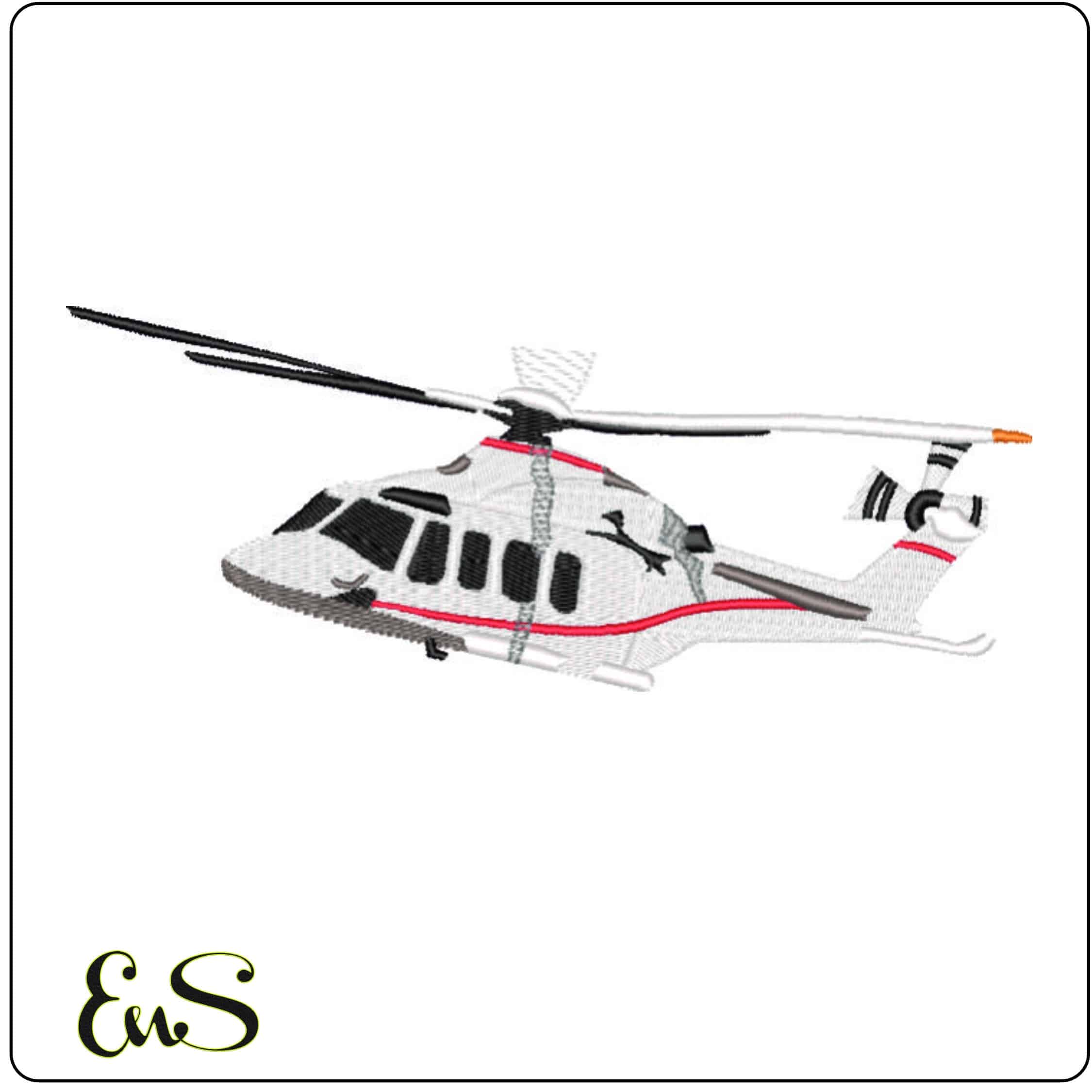 Helicopter Flying-Elegant embroidery design file - instant download