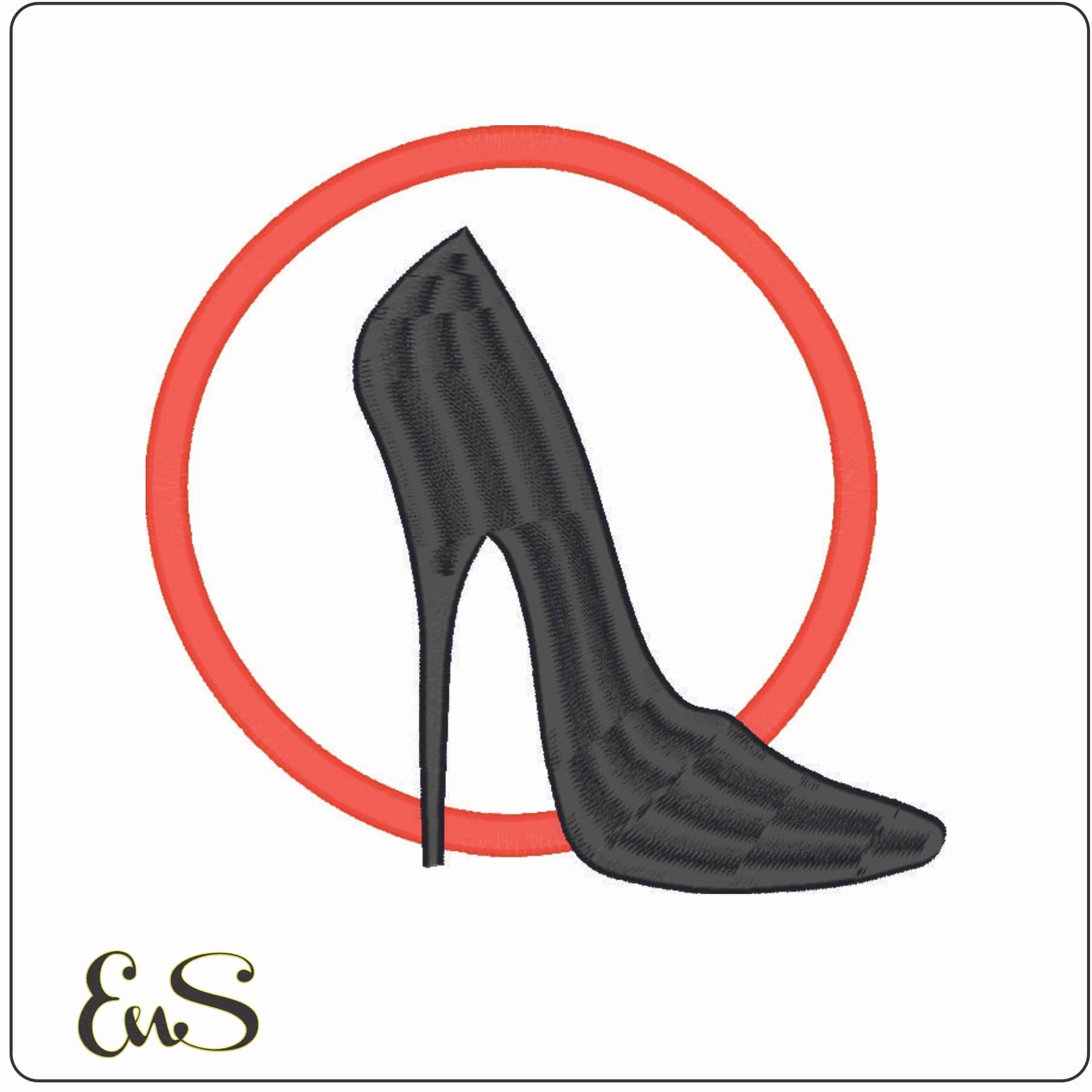 High Heel in ring-Elegant embroidery design file - instant download