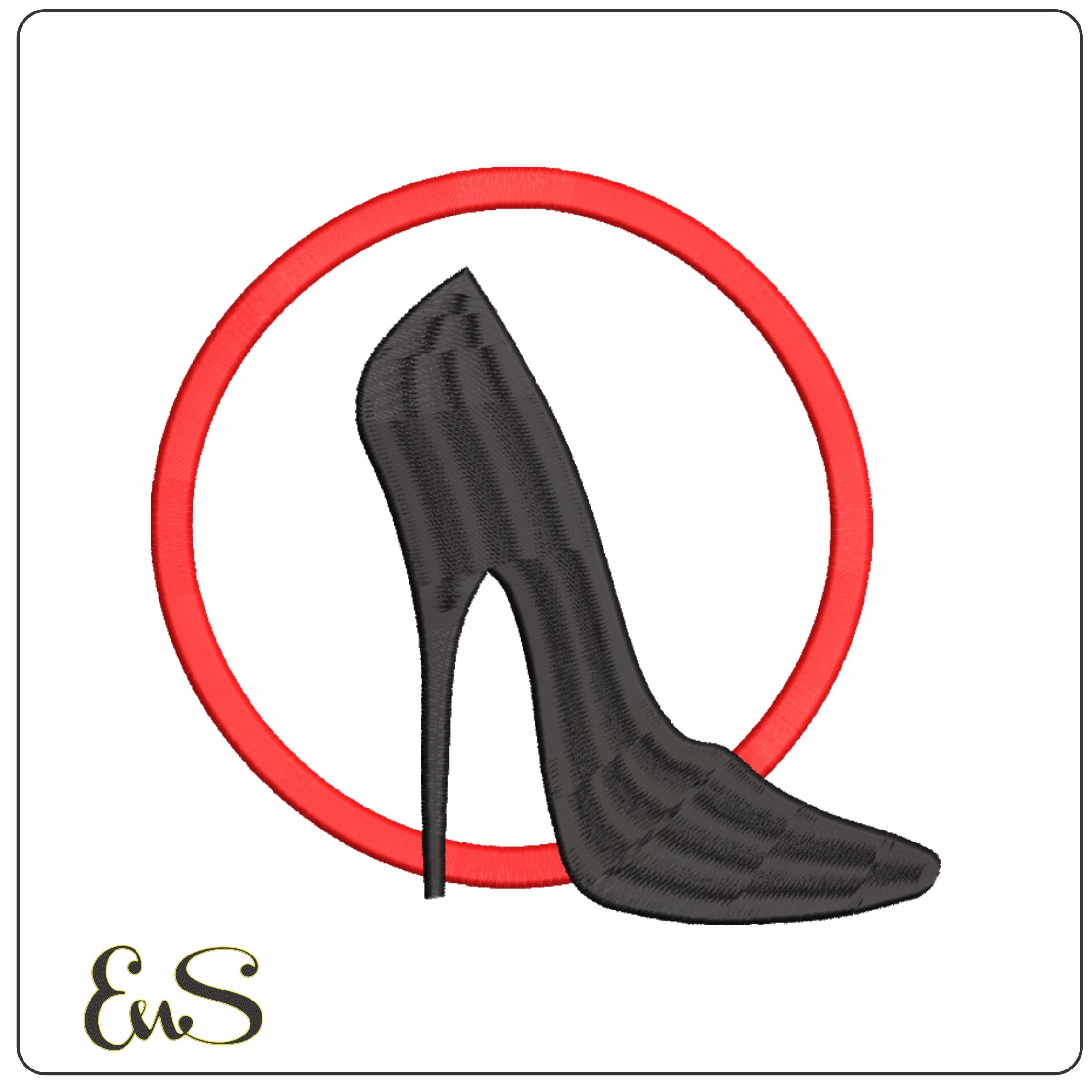 High Heel in ring-Elegant embroidery design file - instant download