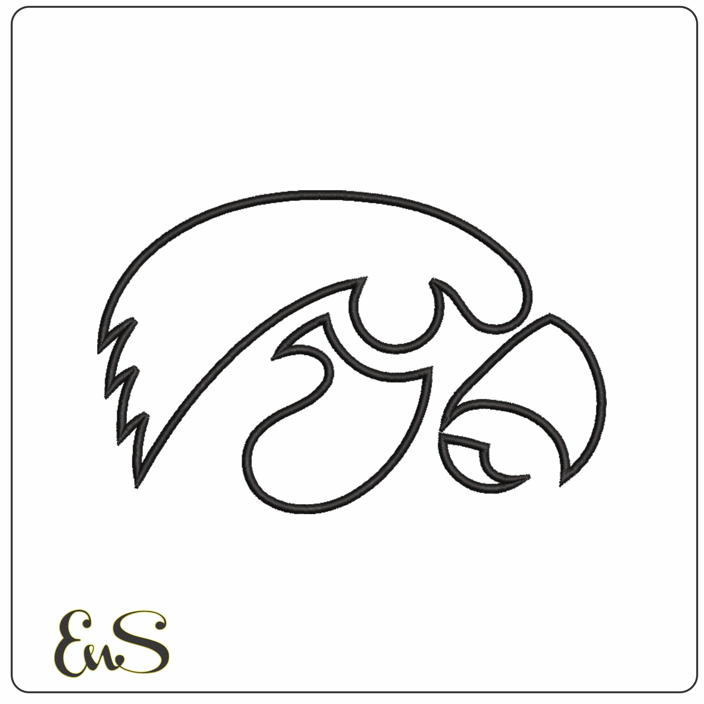 Iowa Hawkeye Outline-Elegant embroidery design file - instant download