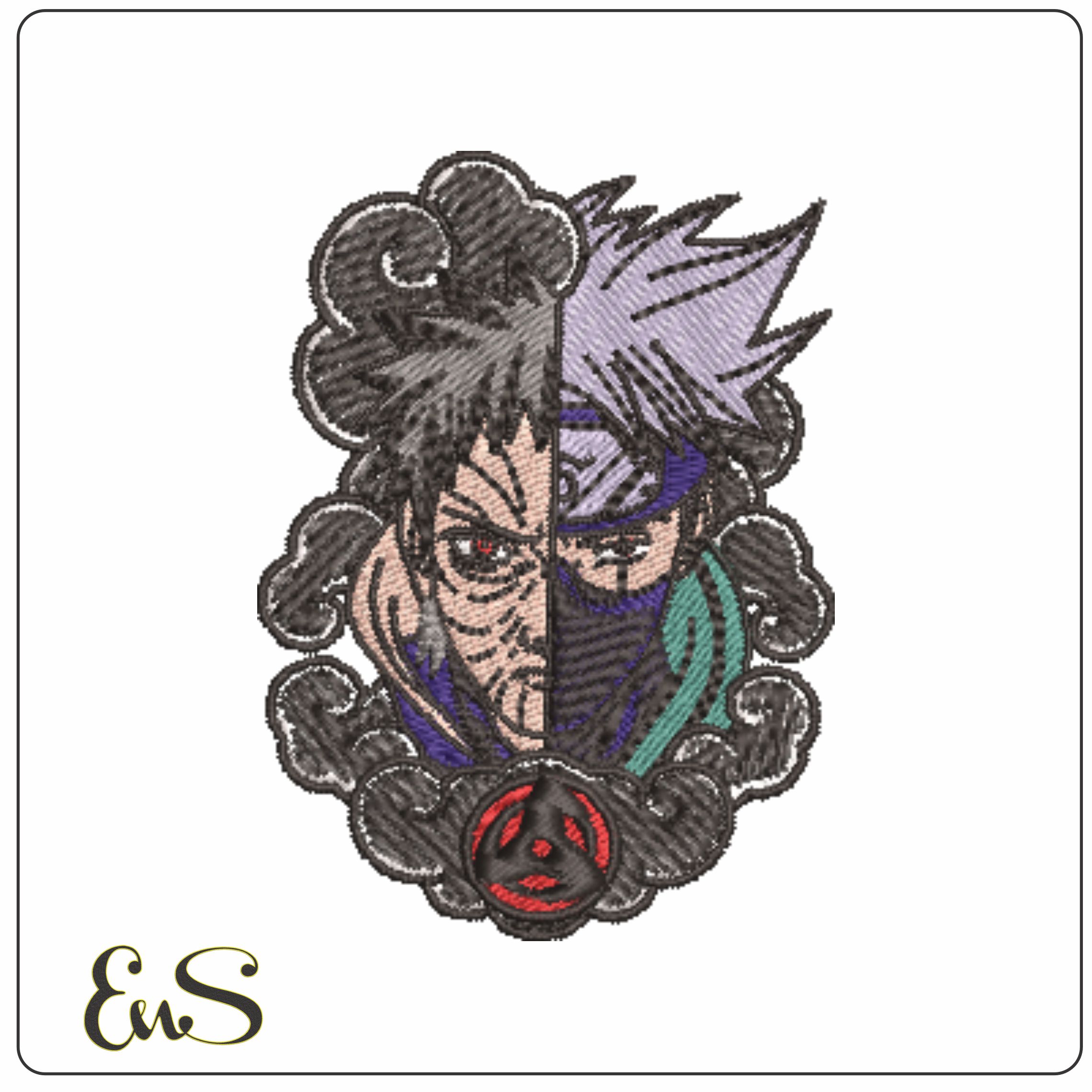 Kakashi Hatake Obito Uchiha - Naruto - Anime-Elegant embroidery design file - instant download