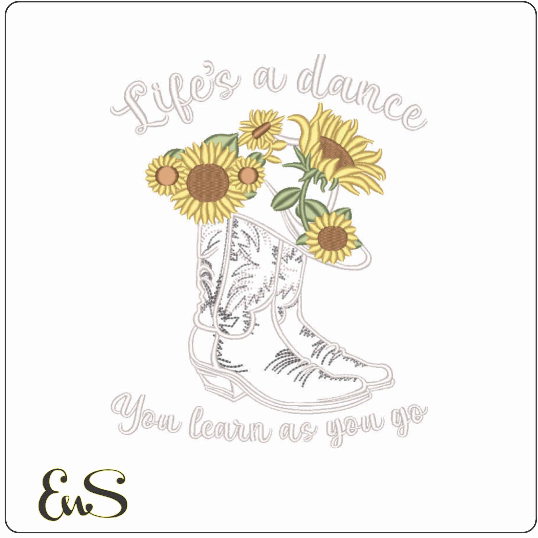 Life is a Dance-Elegant embroidery design file - instant download