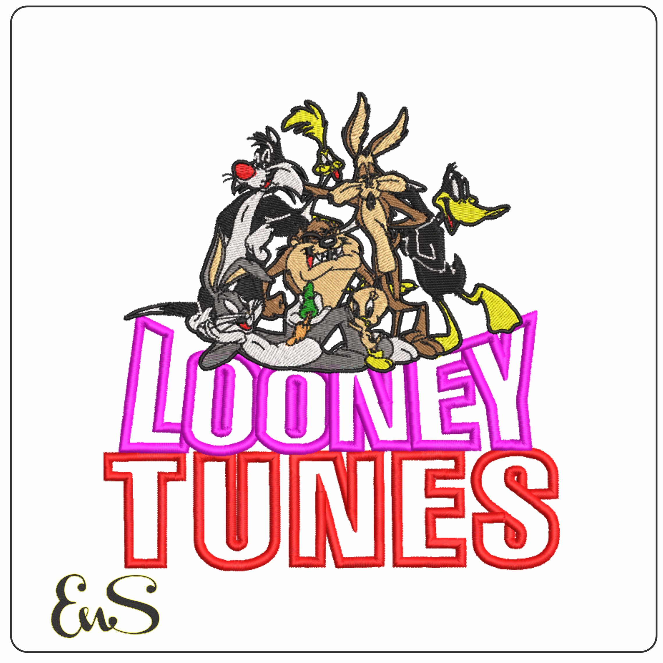 Looney Tunes Family on Logo-Elegant embroidery design file - instant download