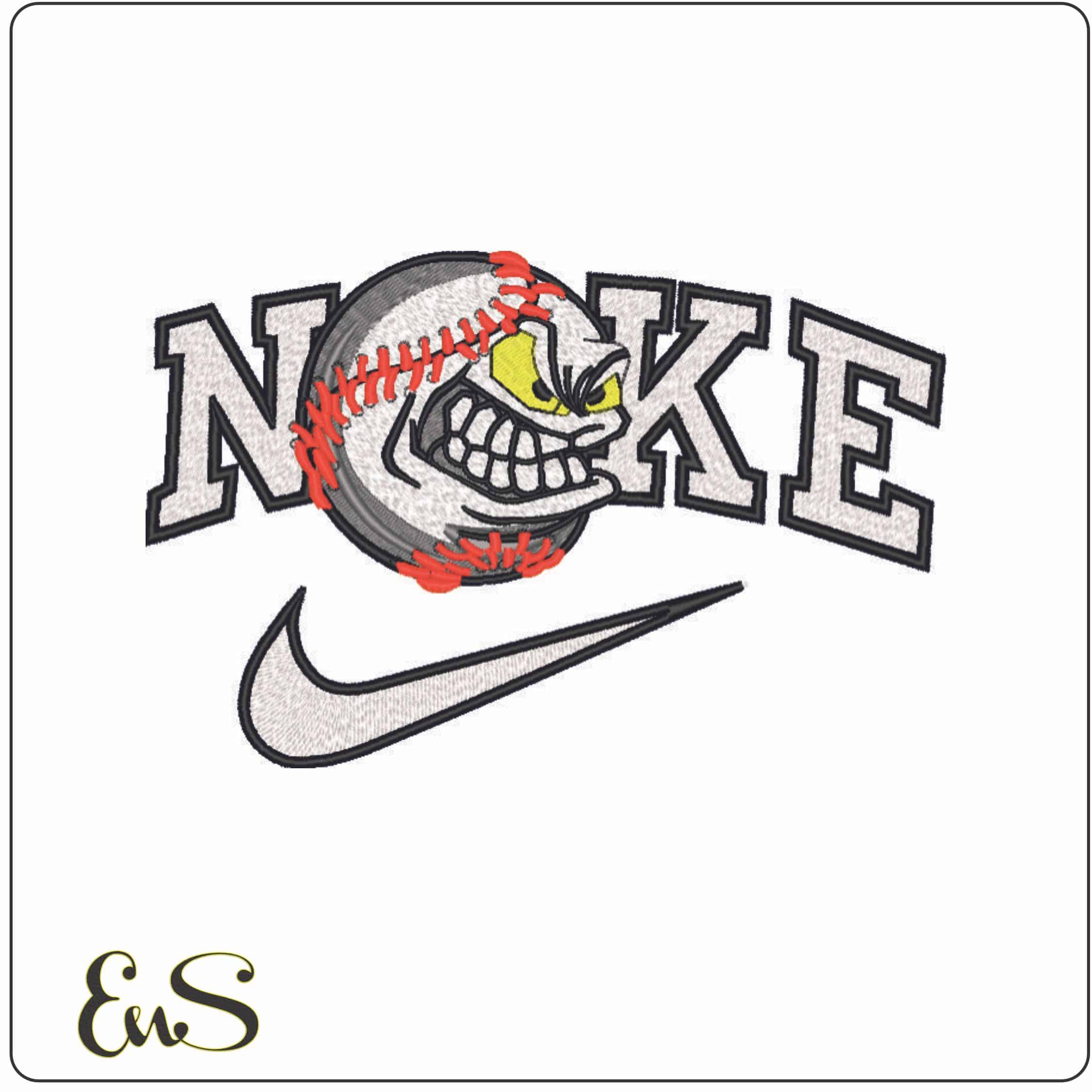 Nike Angry Baseball-Elegant embroidery design file - instant download