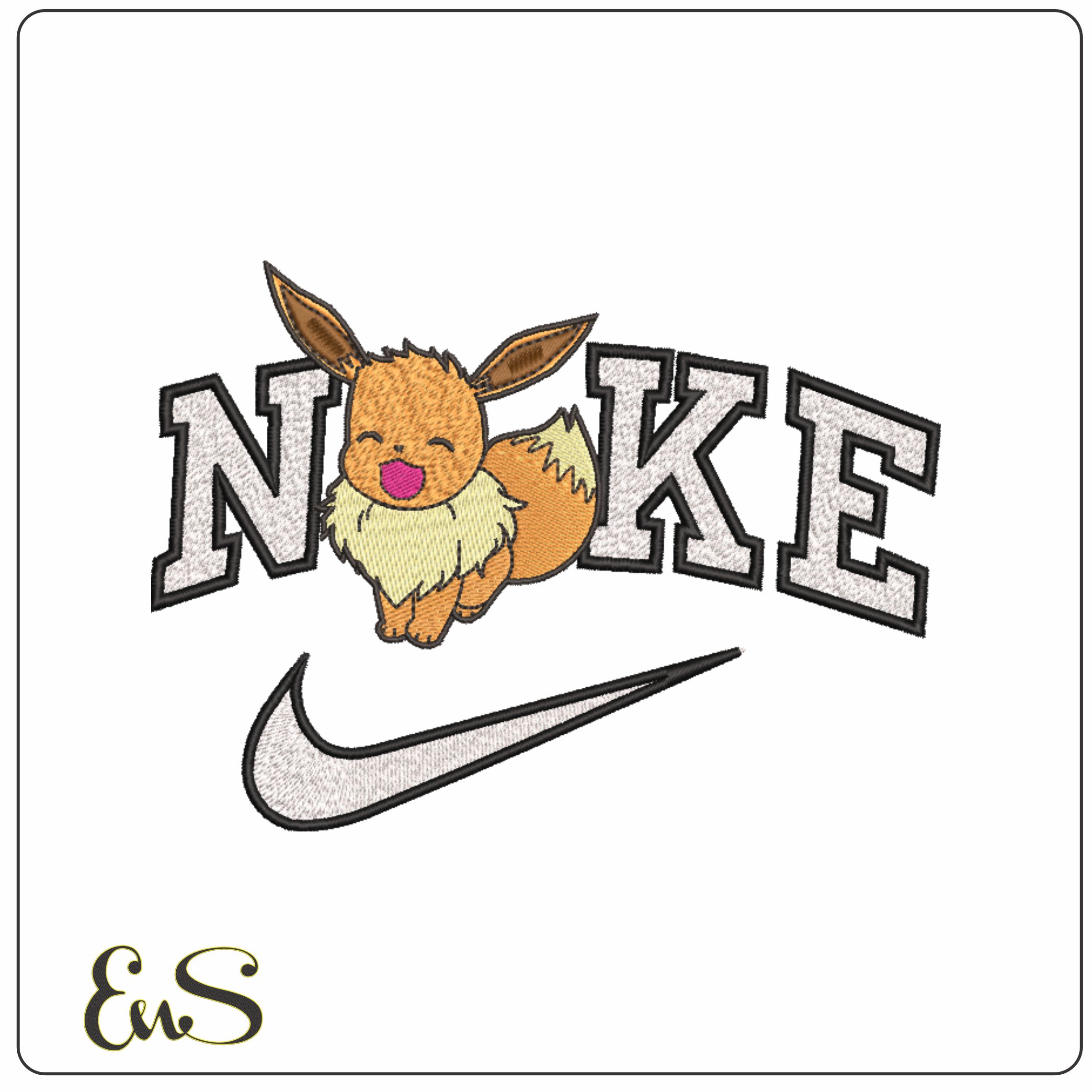 Nike Eevee pokemon -Anime-Elegant embroidery design file - instant download