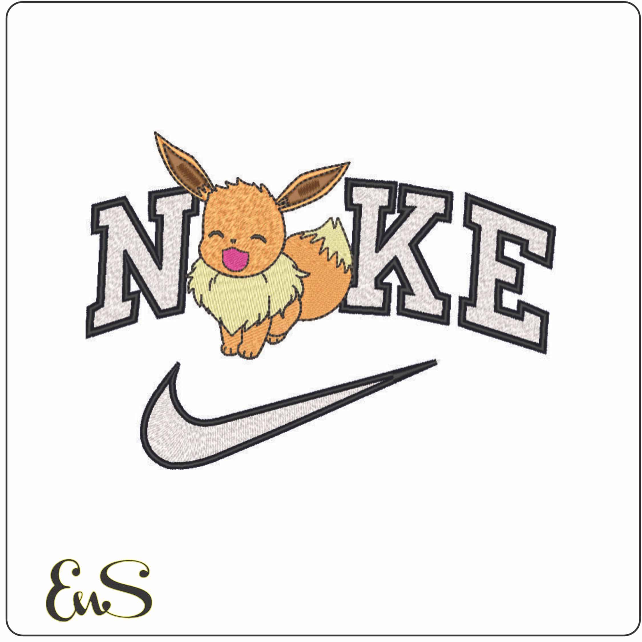 Nike Eevee pokemon -Anime-Elegant embroidery design file - instant download