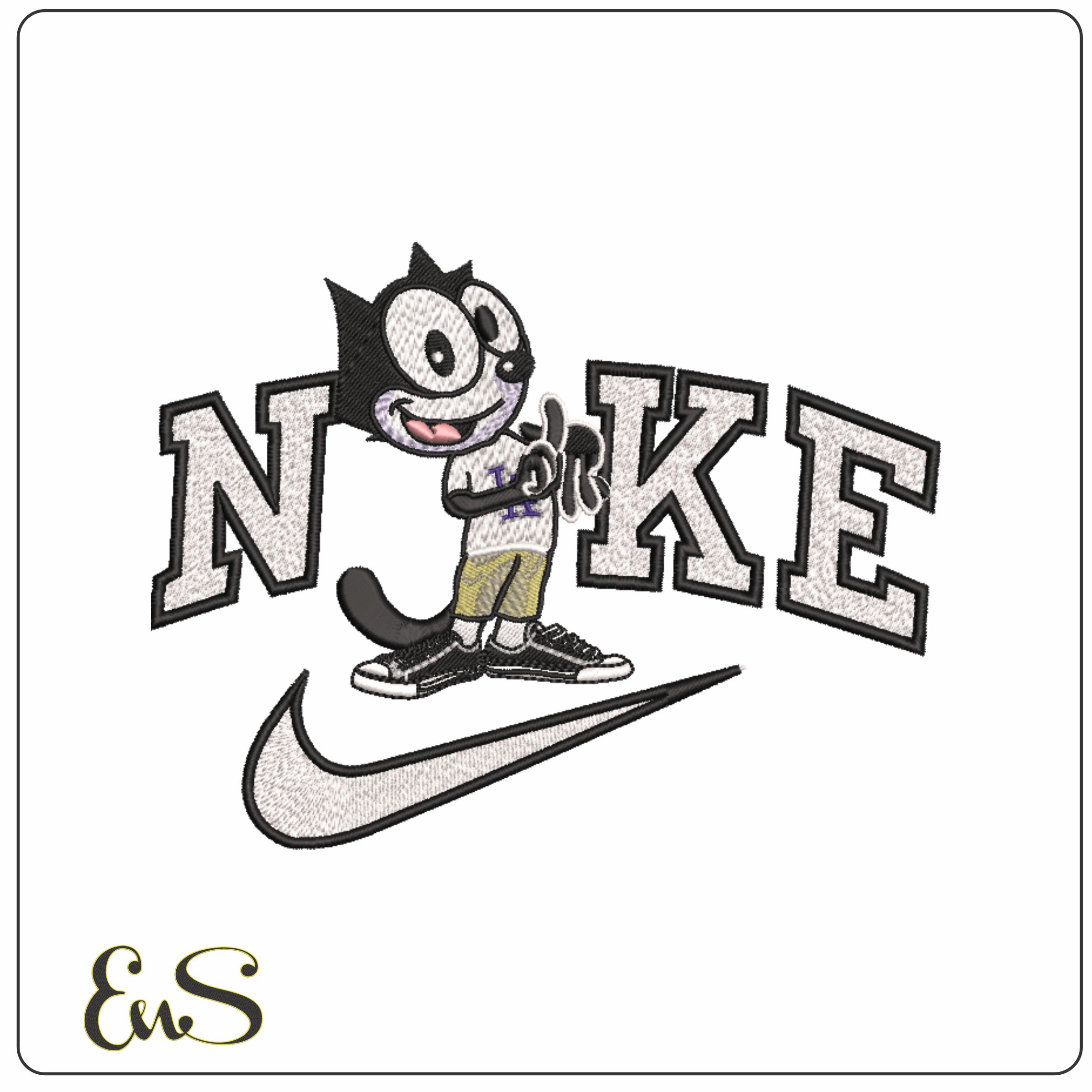 Nike Felix the Cat LA-Elegant embroidery design file - instant download