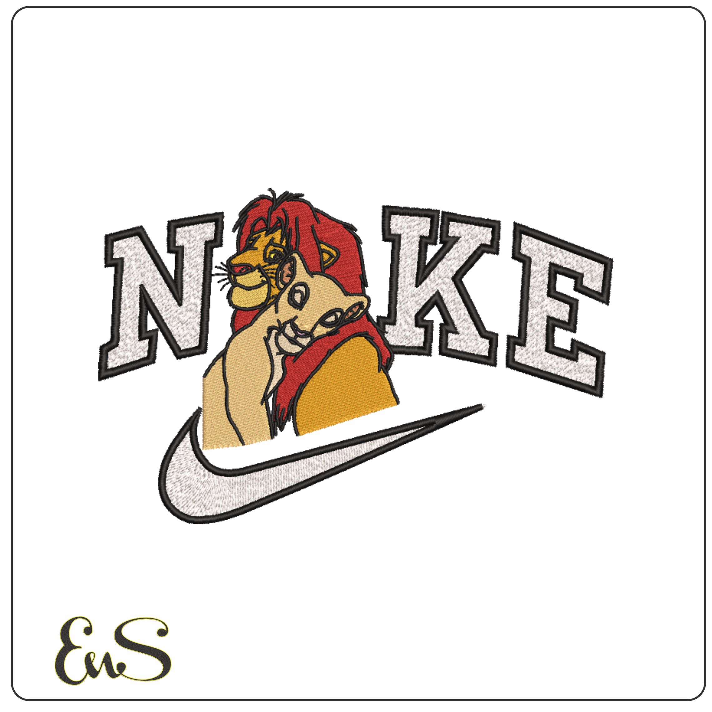 Nike Lion King Simba and Nala-Elegant embroidery design file - instant download