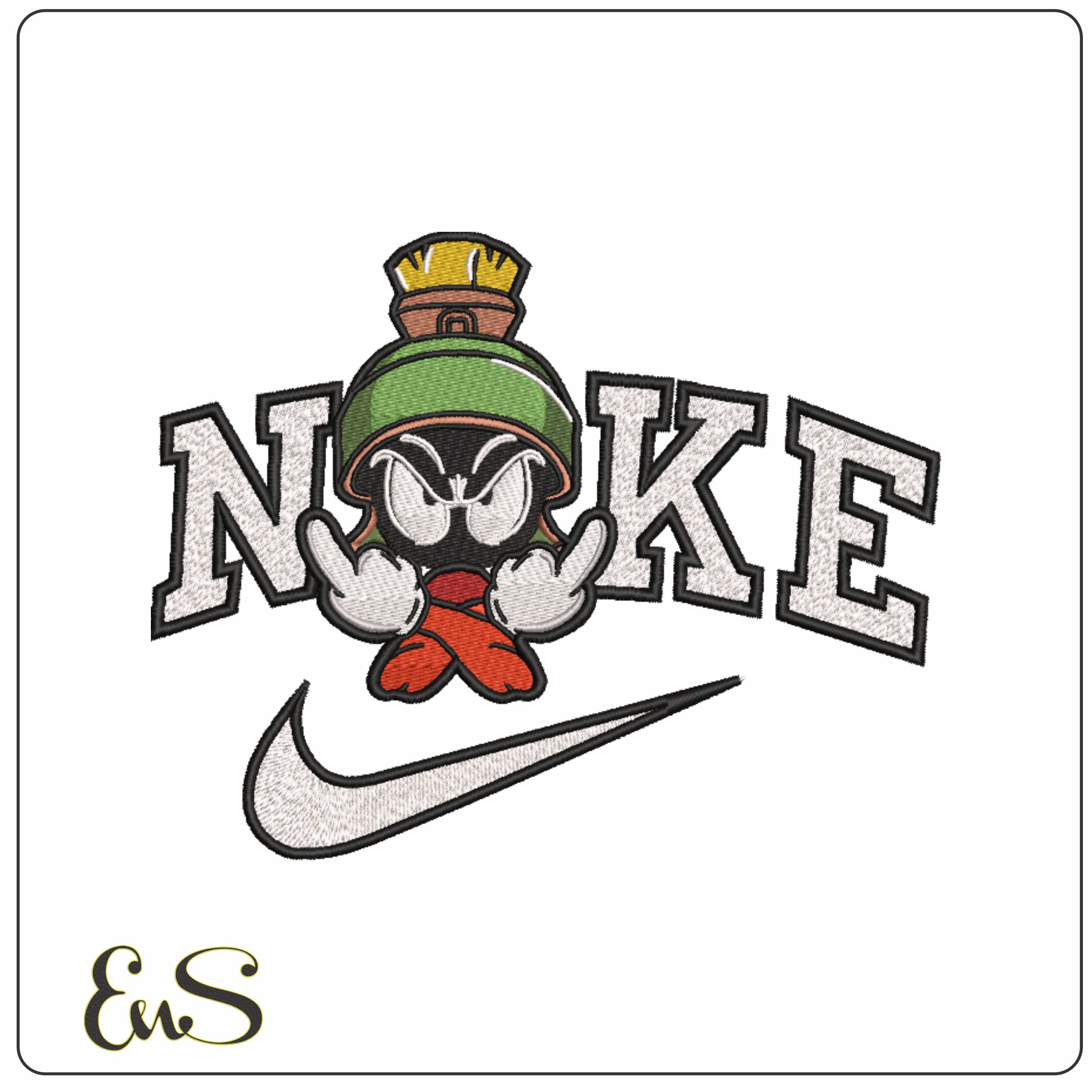 Nike Marvin Martian Salute - Looney Tunes-Elegant embroidery design file - instant download