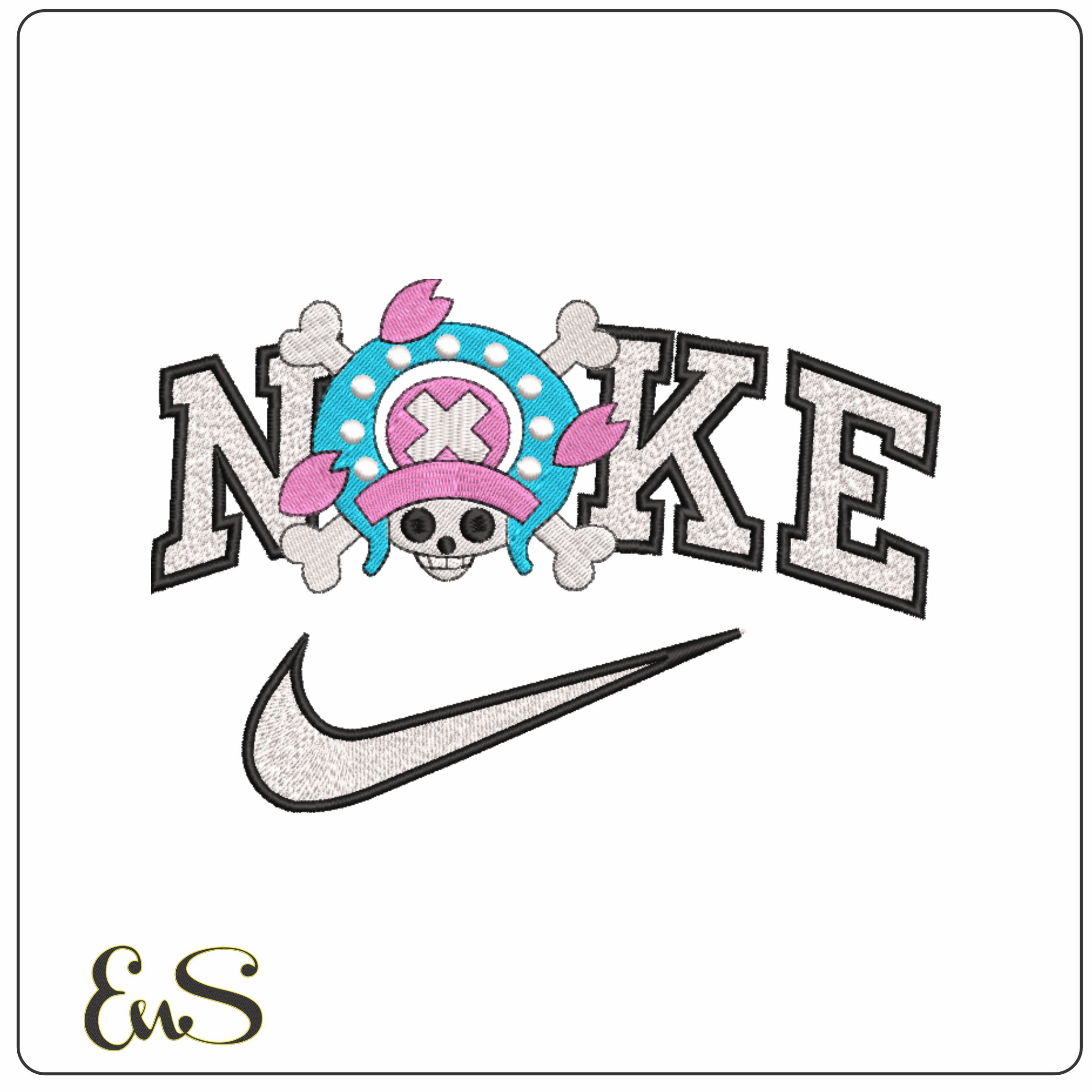 Nike One Piece Jolly Roger-Elegant embroidery design file - instant download