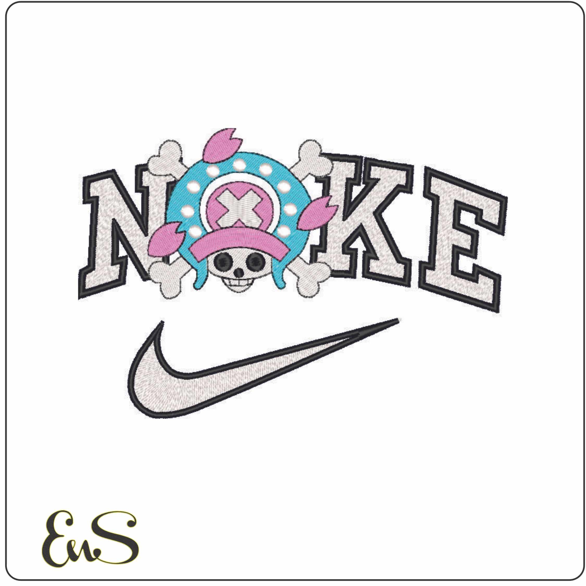 Nike One Piece Jolly Roger-Elegant embroidery design file - instant download