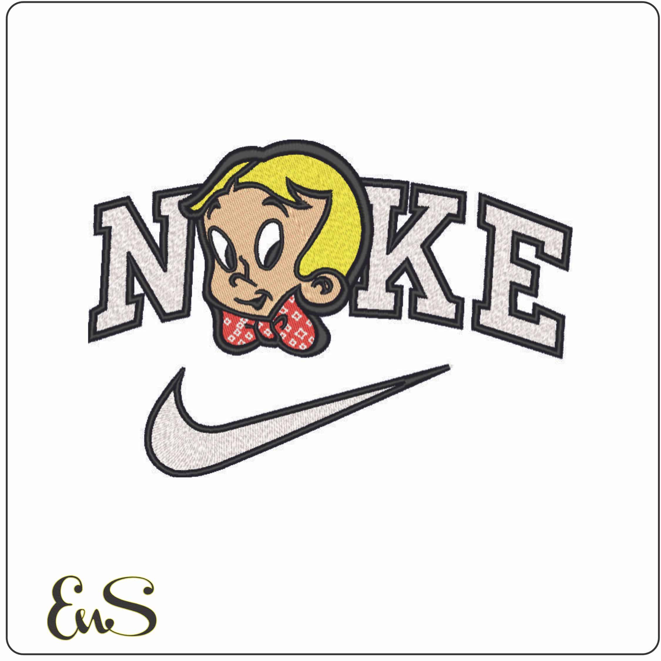 Nike Richie Rich-Elegant embroidery design file - instant download